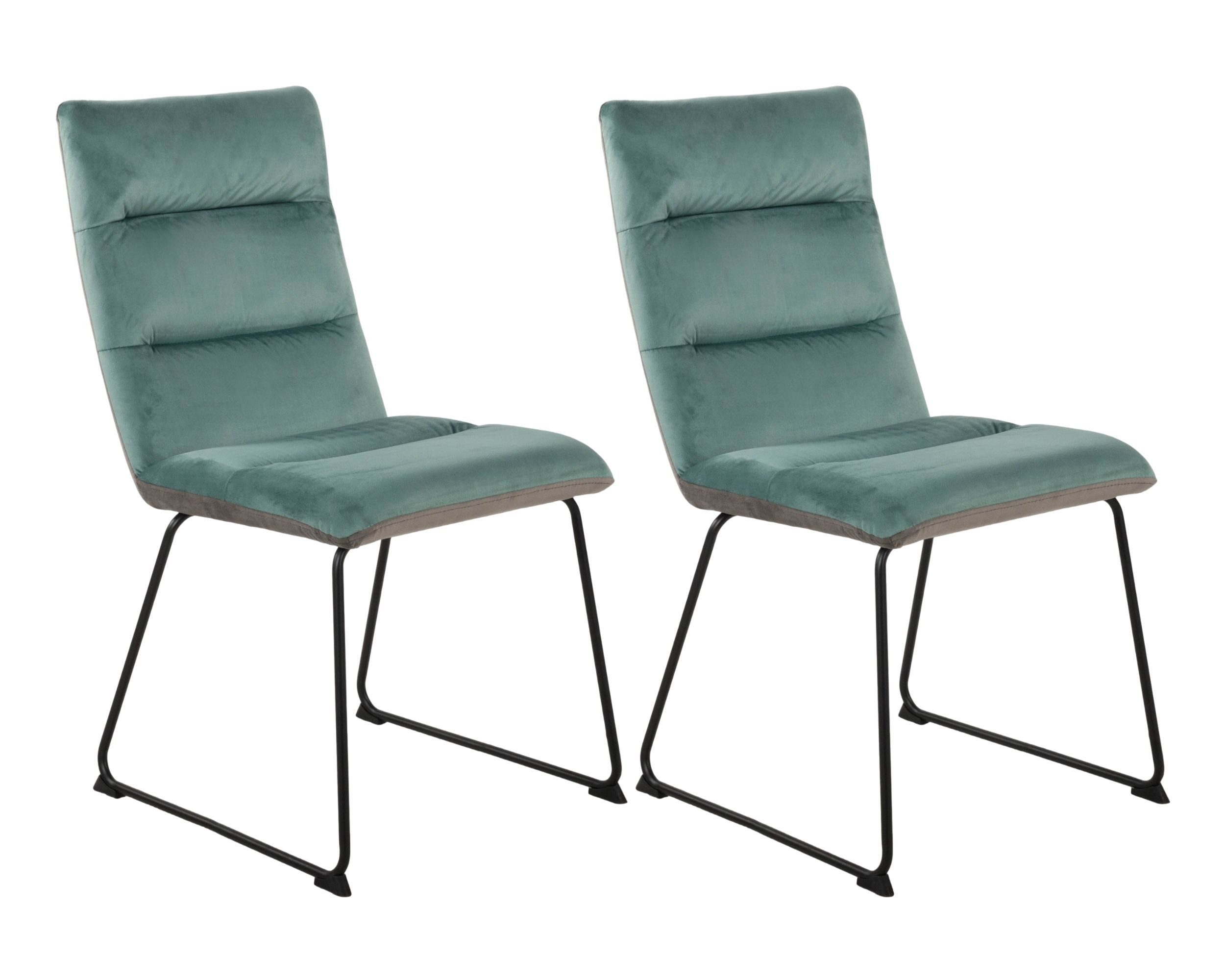 Duo Collection Esszimmerstuhl Polsterstuhl Elise (2er Set), Samt, pulverbeschichtetes Kufengestell, Küchenstuhl modern