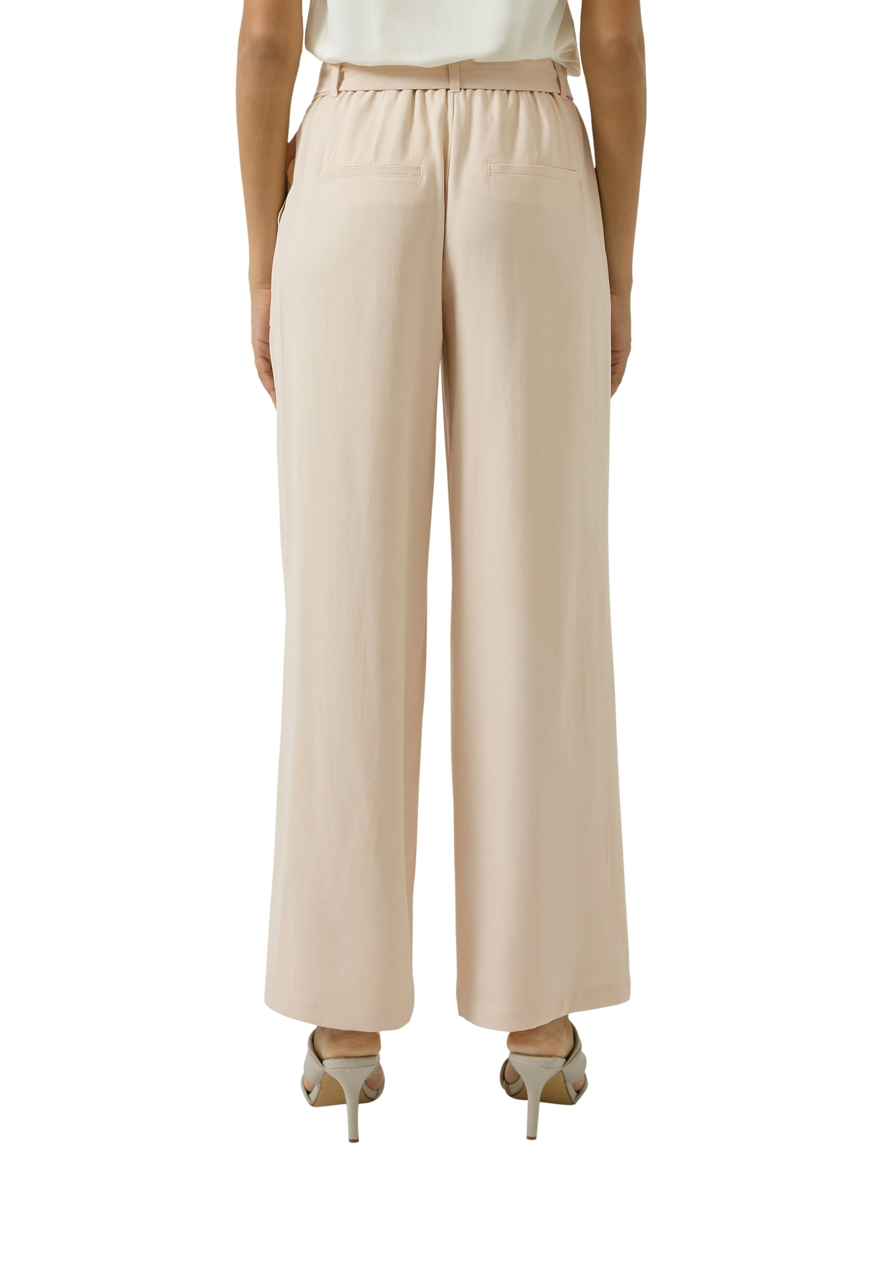 s.Oliver BLACK LABEL Stoffhose mit Bindegürtel und weitem Bein – Bild 2 von 4