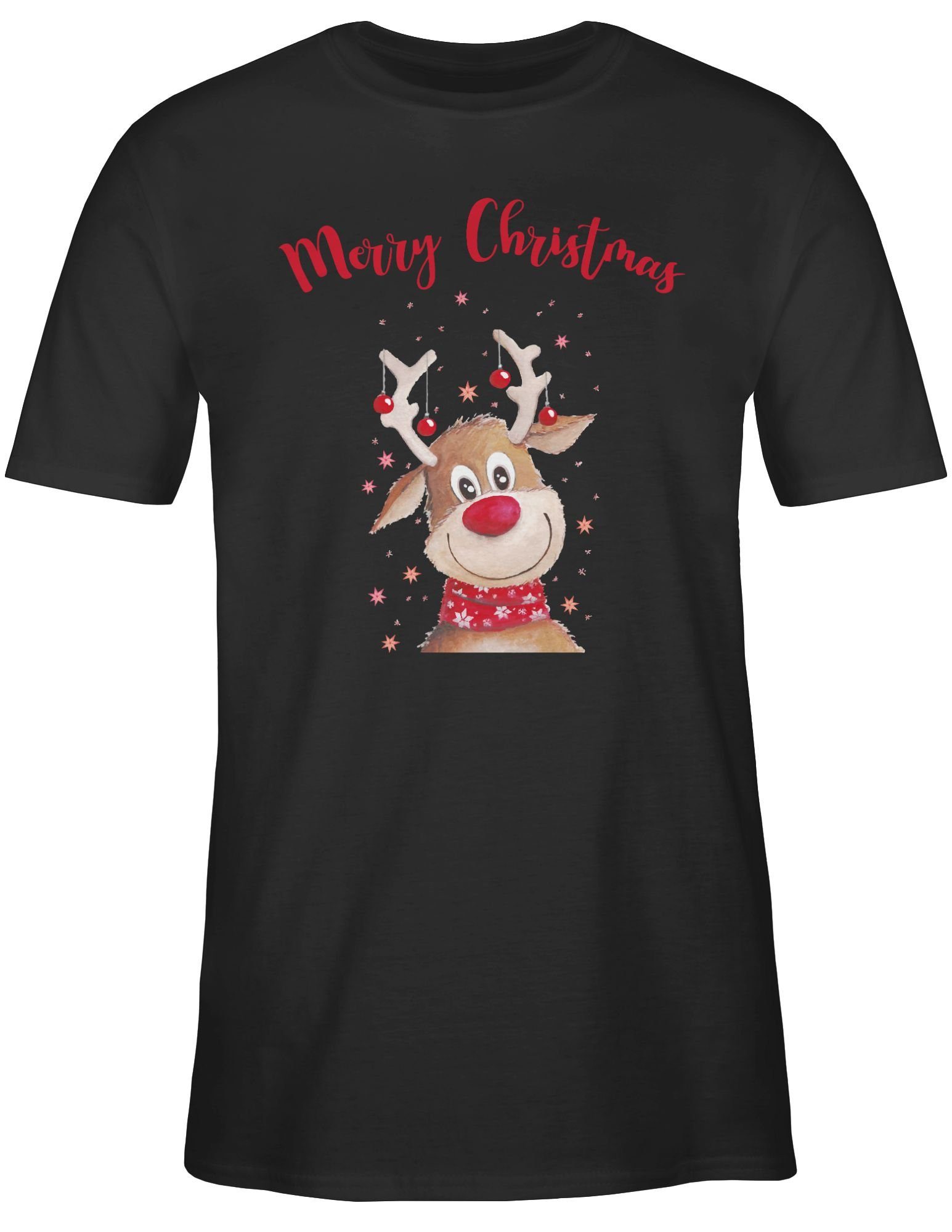 Shirtracer T-Shirt Merry Christmas Rentier I Elch Weihachten Kleidung