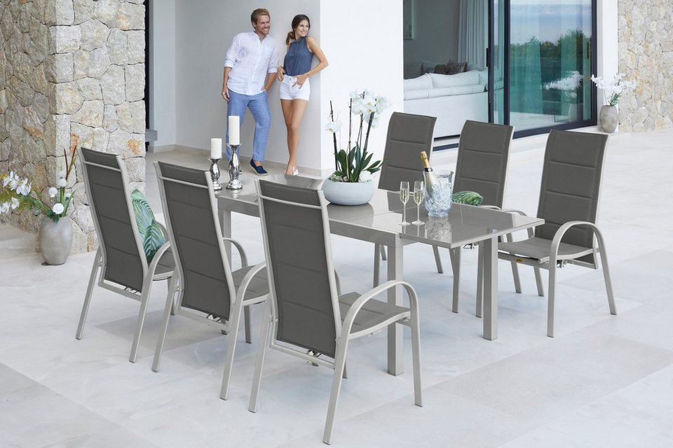 MERXX Garten-Essgruppe Amalfi Deluxe, Gestell aus hochwertigem Aluminium