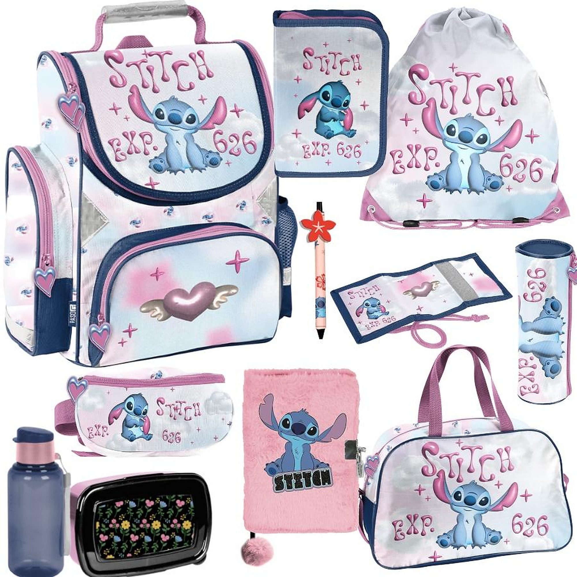 PASO Schulrucksack (Schulset, 11-tlg), Stitch, 11-tlg. Set