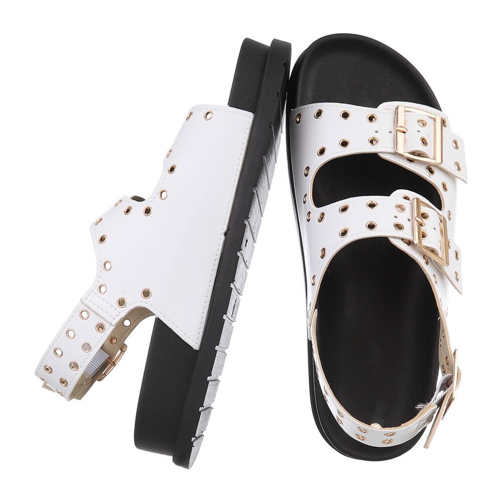 Ital-Design Moderne Sandalen mit Schnallen und erstklassigem Komfort Riemchensandalette (89323132) Flach Riemchensandalen in Weiß – Bild 2 von 5
