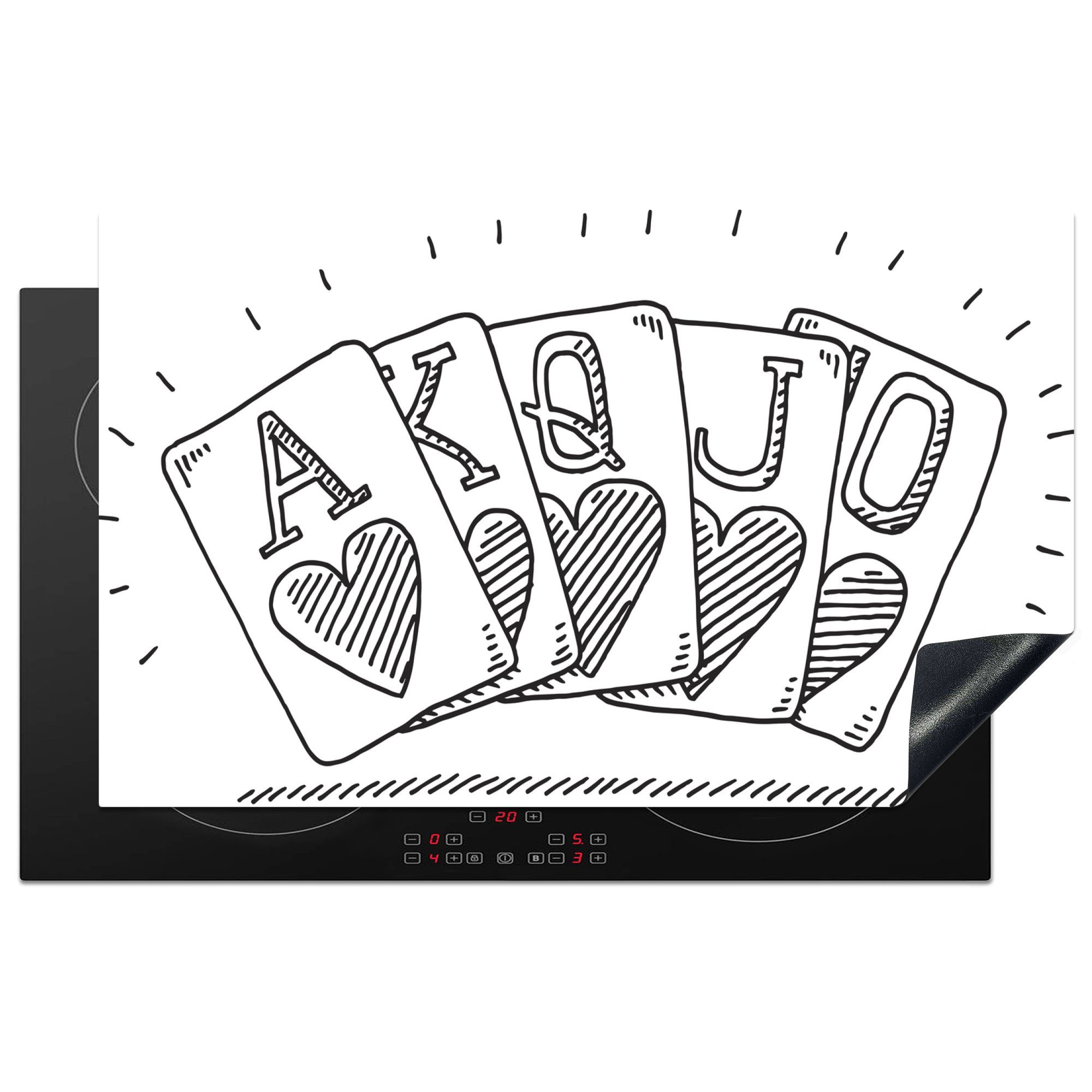 MuchoWow Herdblende-/Abdeckplatte Eine Illustration des Royal Flush beim Pokern, Vinyl, (1 tlg), 83x51 cm, Ceranfeldabdeckung, Arbeitsplatte für küche