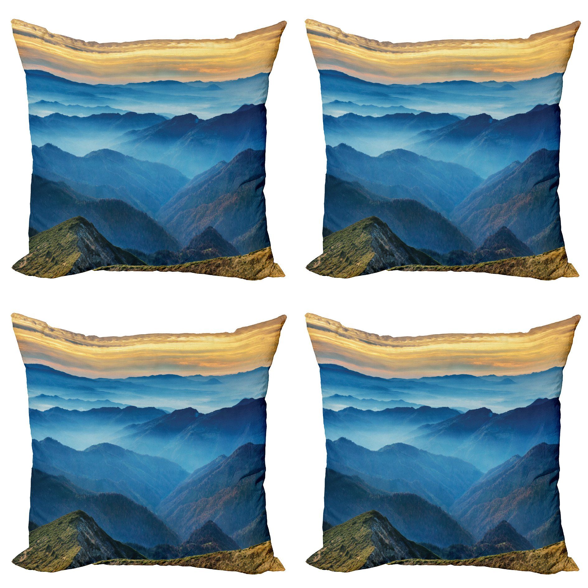 Kissenbezüge Modern Accent Doppelseitiger Digitaldruck, Abakuhaus (4 Stück), Appalachian Blue Mountain Ridges
