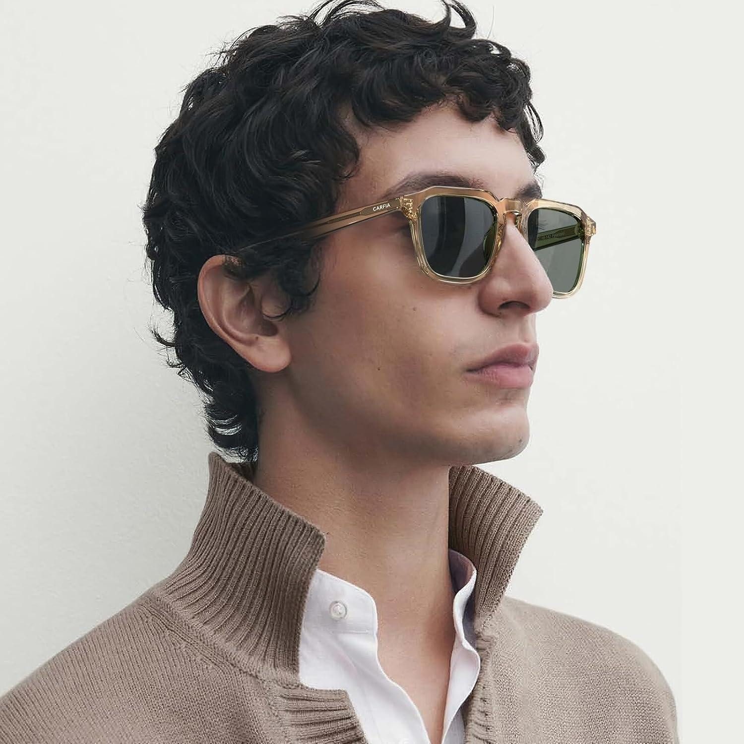 LuxusKollektion Sonnenbrille Sonnenbrille Herren Polarisierte Transparent Rahmen Grüne Linse