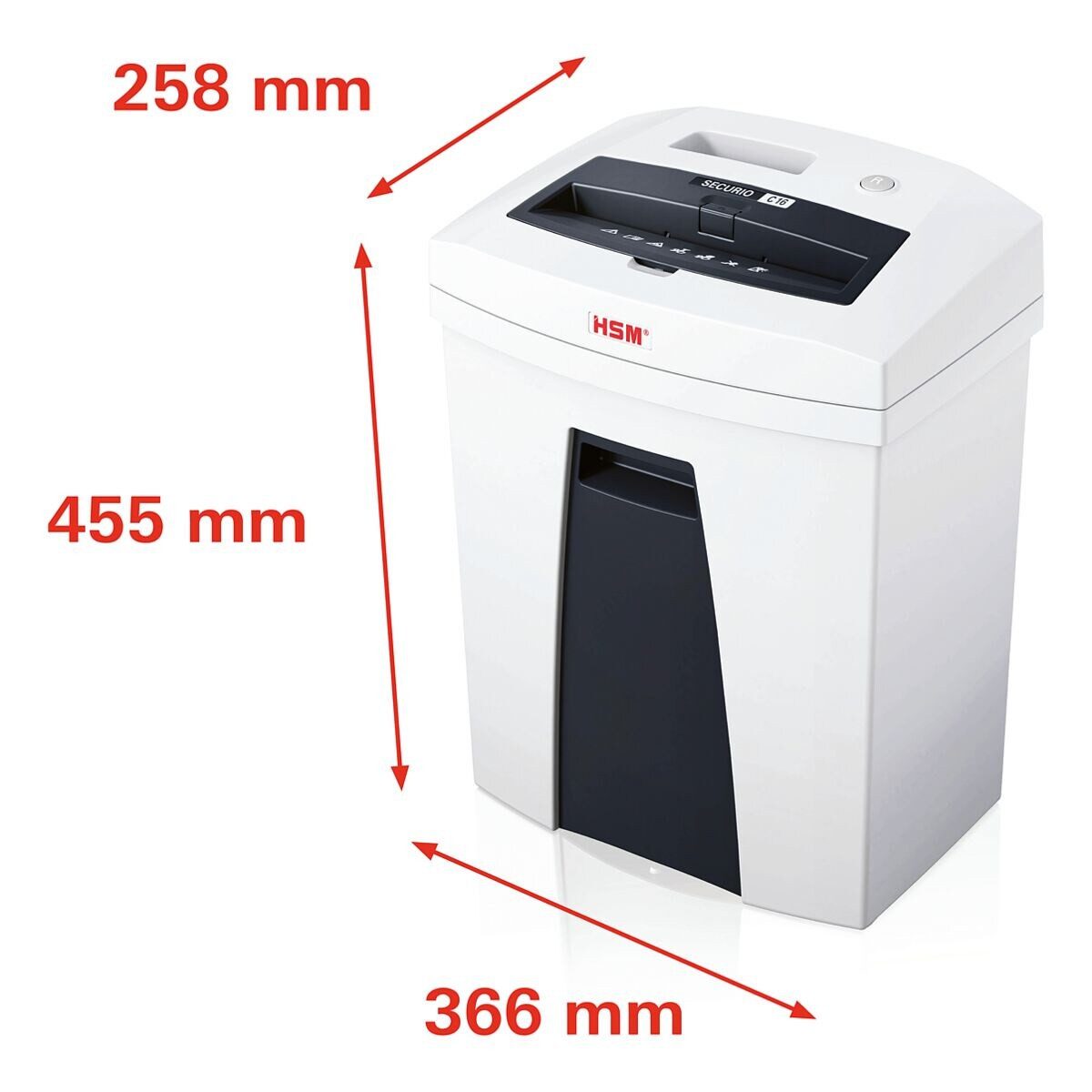 HSM Aktenvernichter SECURIO C16 3,9mm, Streifenschnitt 3,9 mm, bis 14 Blatt, 25 Liter