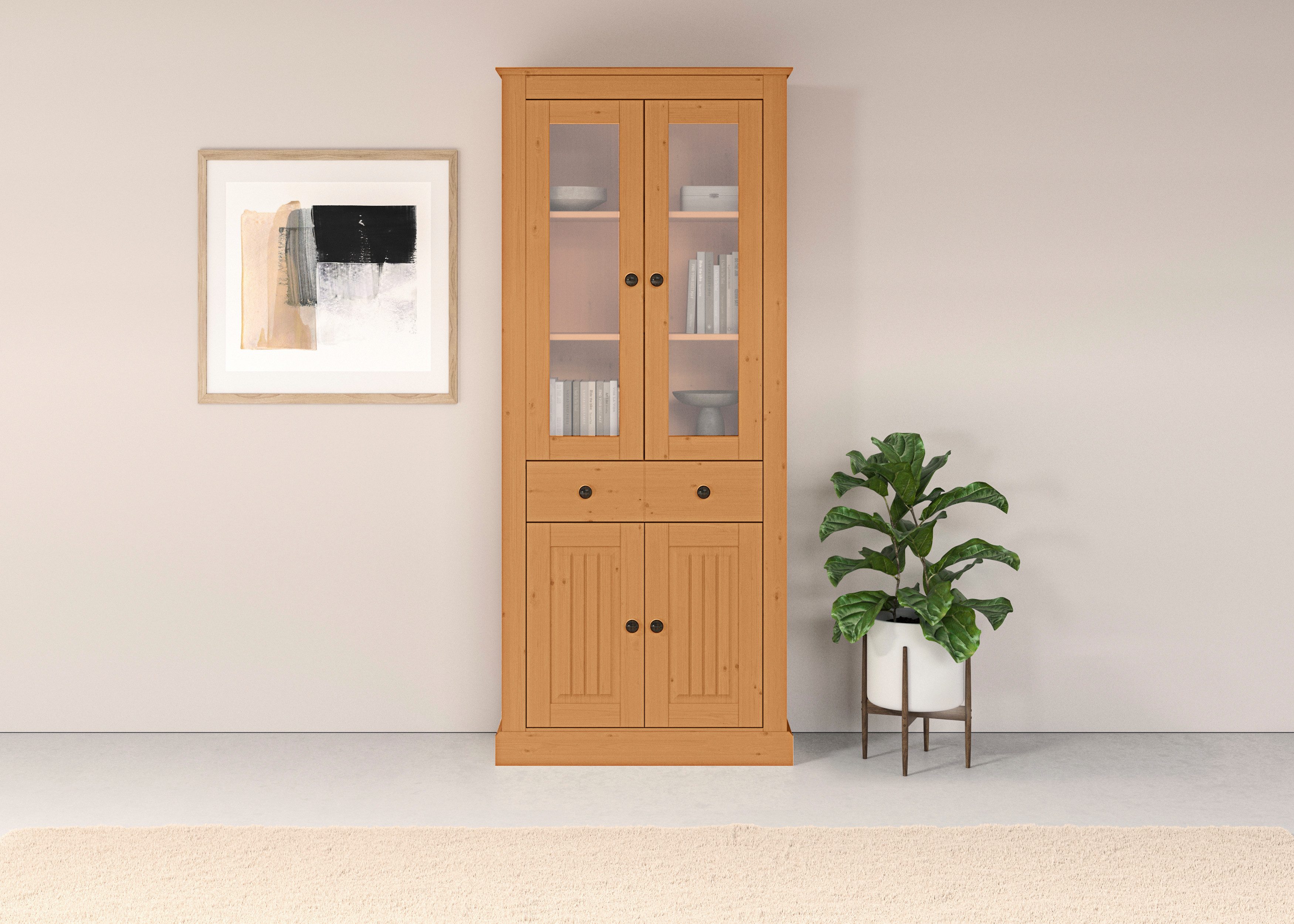 Home affaire Vitrine Liotta Mit 2 Glastüren und 1 Schublade