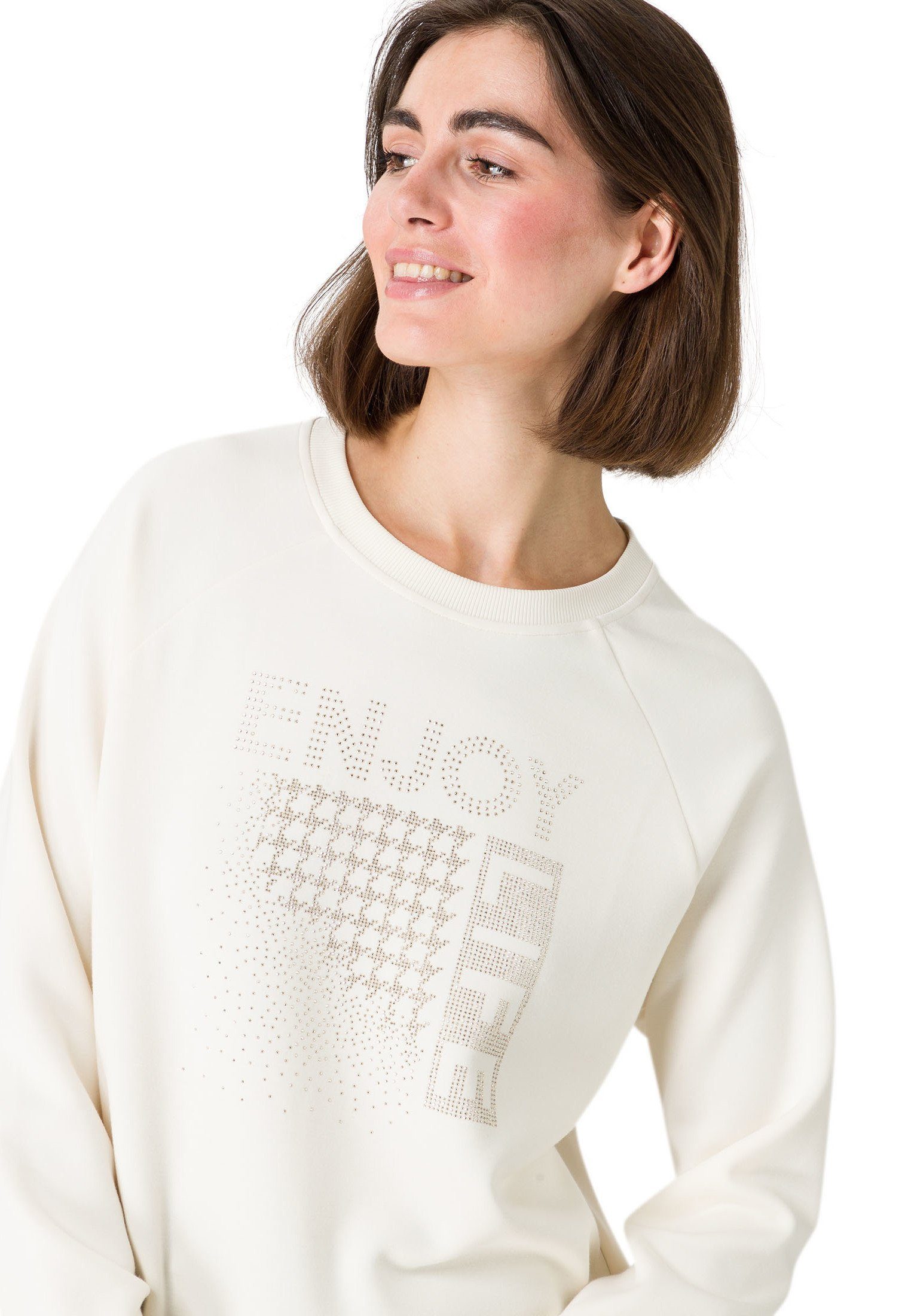 Zero Sweatshirt mit Glitzerprint CreamCream (1-tlg) Patch Detail weiteres