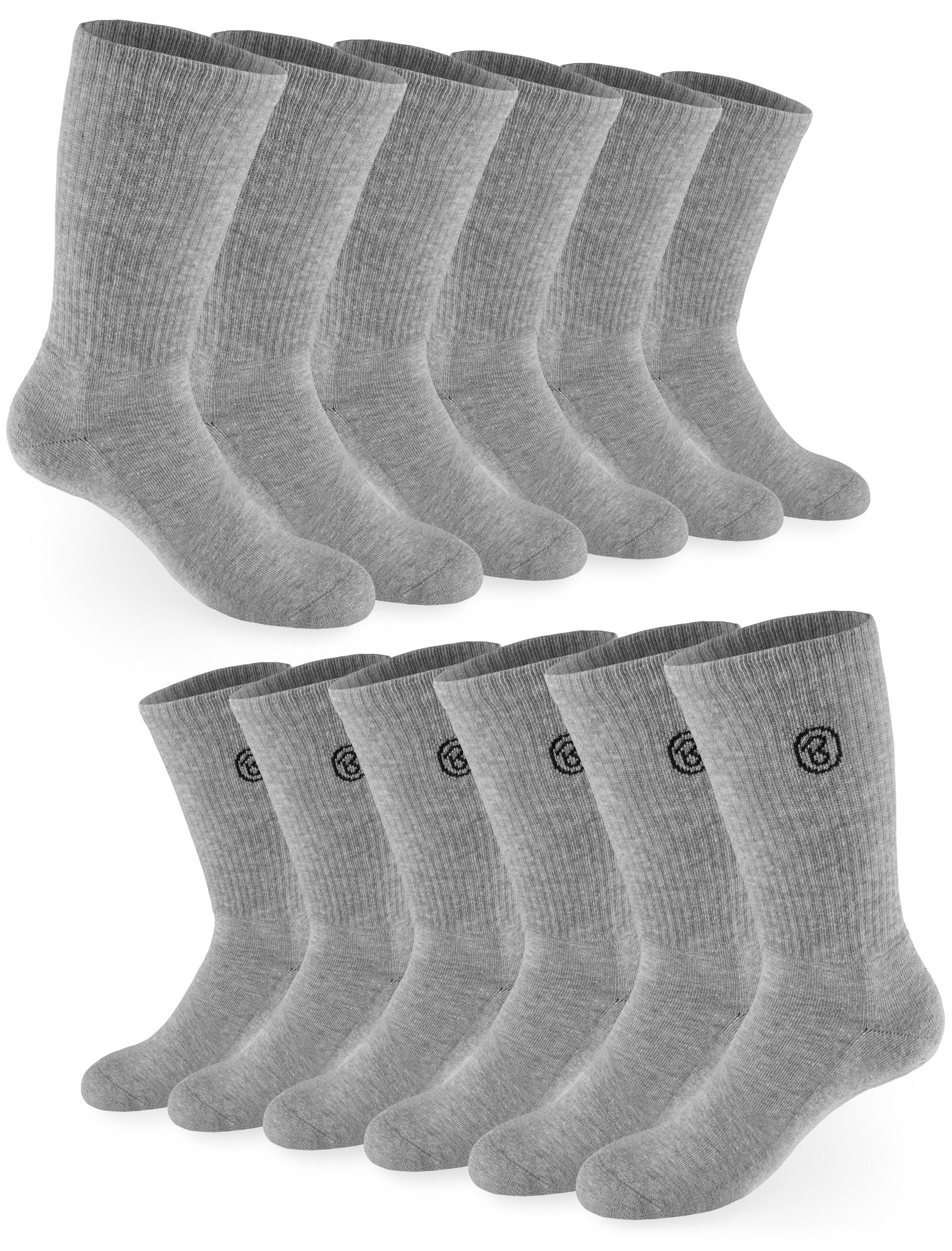 Unisex Fitness Baumwolle für Herren - 6 Grau und Baumwollsocken Sportsocken aus Socken Paar) Lange Socks BRUBAKER und (Set, Polyester Damen - Crew Tennissocken