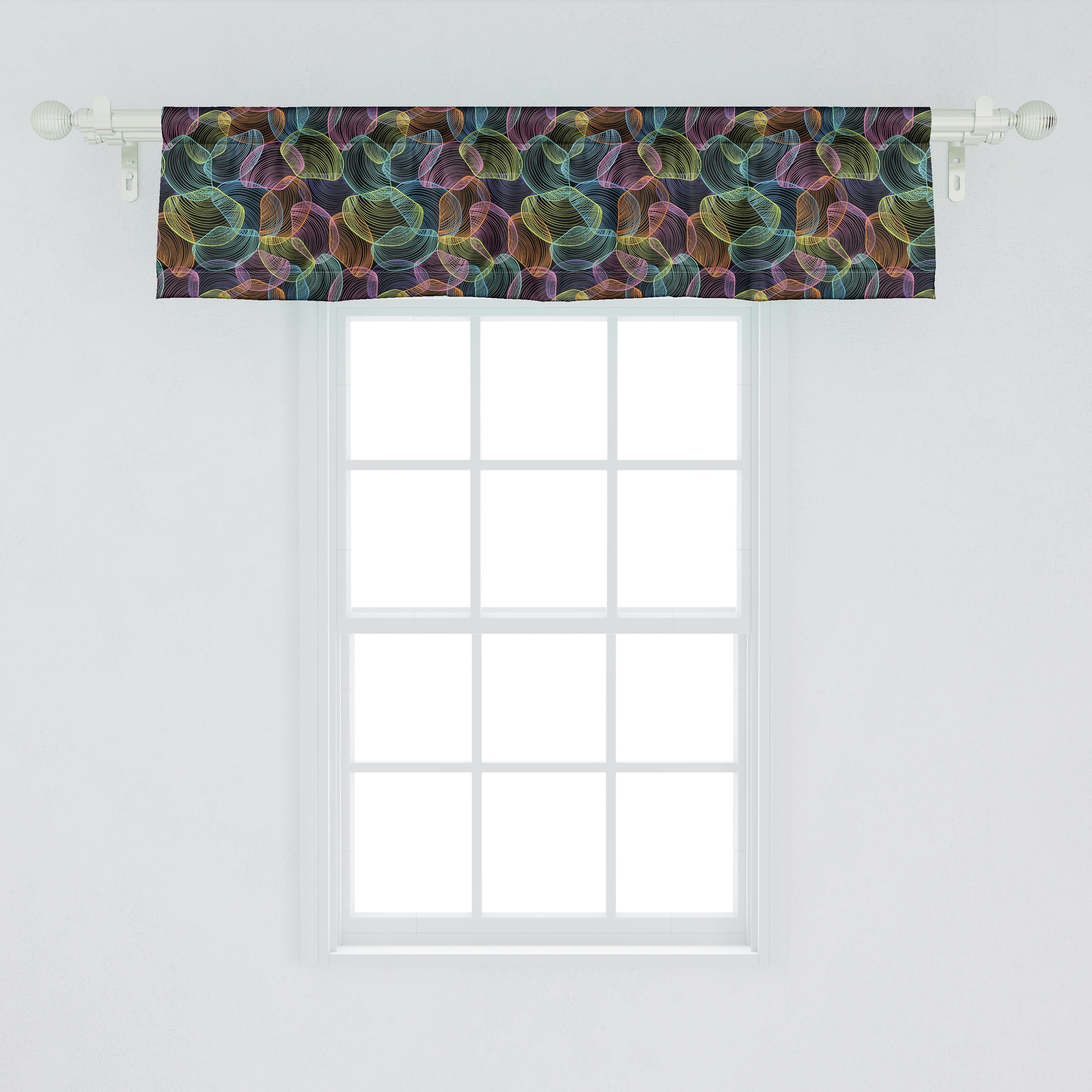 Scheibengardine Vorhang Volant Microfaser, Kunst Schlafzimmer Abakuhaus, Digital Shell Küche Dekor für Futuristisch Stangentasche, mit Forms