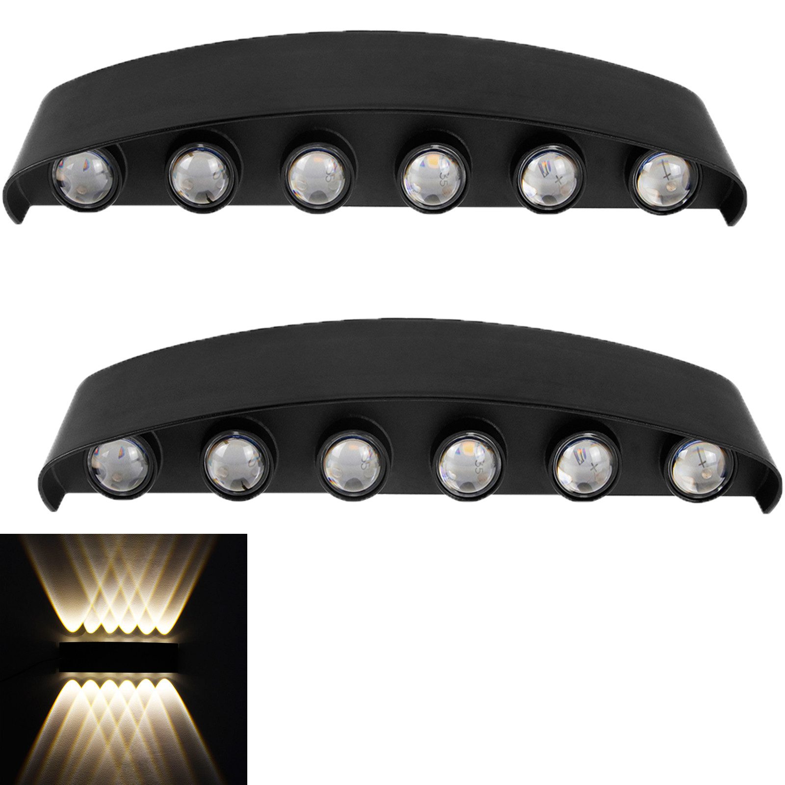 MUPOO LED Wandstrahler LED Wandleuchte Auf&Ab Wand Strahler Aluminium Wandlamp Hügel Spotlamp, 12 W, LED fest integriert, Up Down Wandstrahler