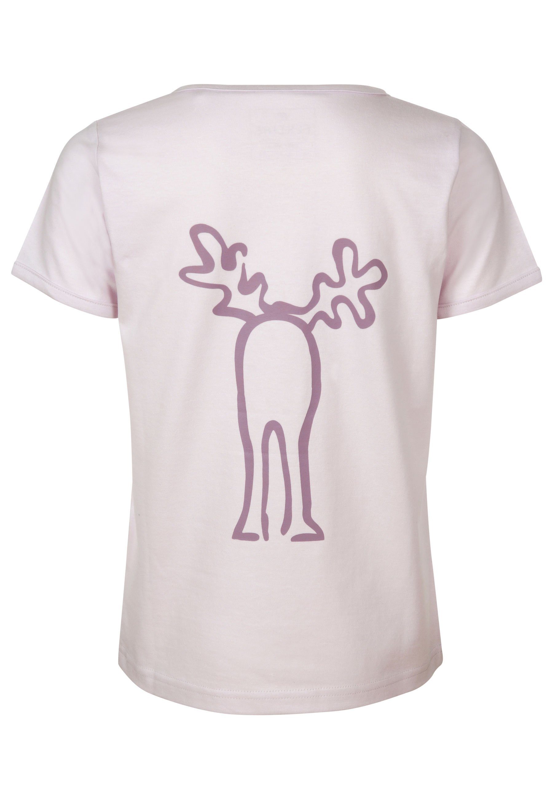 Elch Print T-Shirt Brust Retro und Elkline Rudolfinchen lightpink-malve Rücken