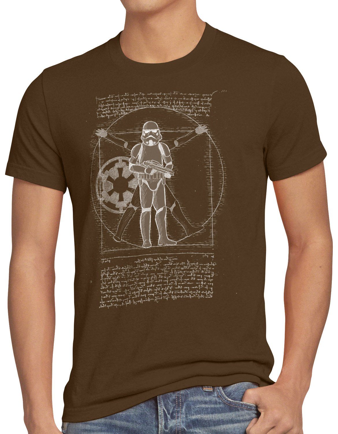 braun Return T-Shirt Print-Shirt Herren empire sturmtruppen imperium Vitruvianische style3 Stormtrooper