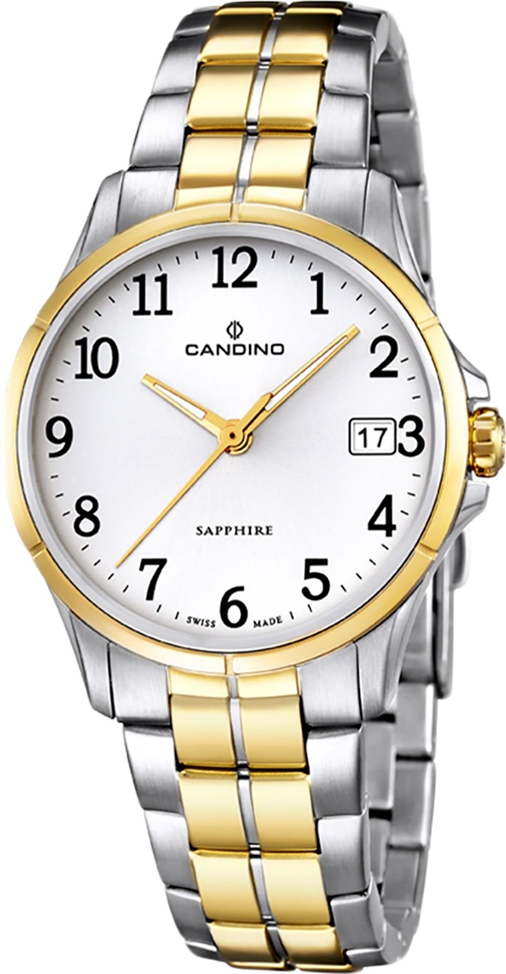 Candino C4534/4, Damen, Quarzuhr Analog Herren Elegant Uhr rund, Candino silber-gold, Unisex Armbanduhr Edelstahlarmband