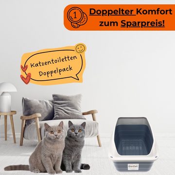 GarPet Katzentoilette 2x Katzenklo Hoher Rand Extra hohe Katzentoilette groß Doppelpack