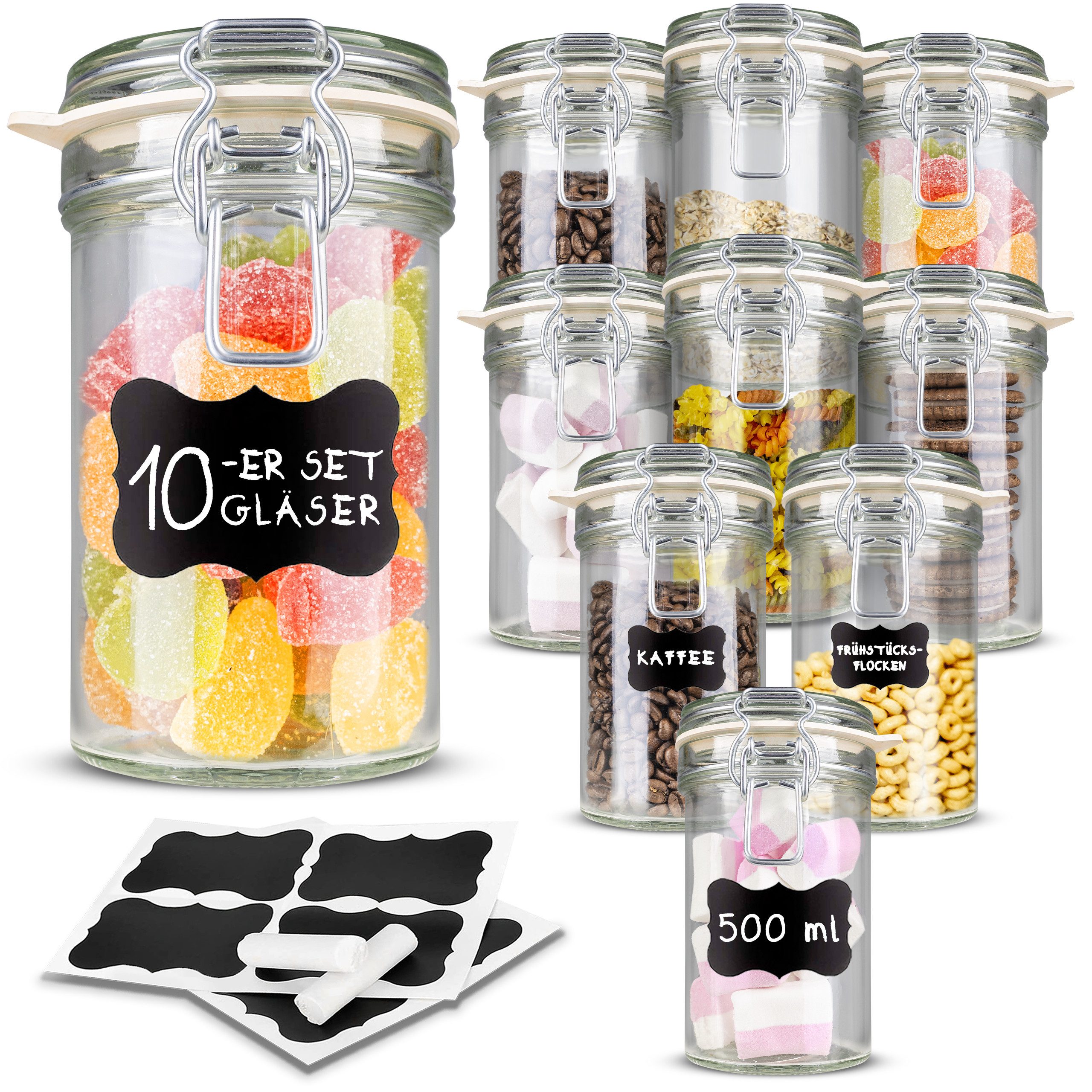 Creative Home Einmachglas Einmachgläser mit Bügelverschluss, (10-tlg)