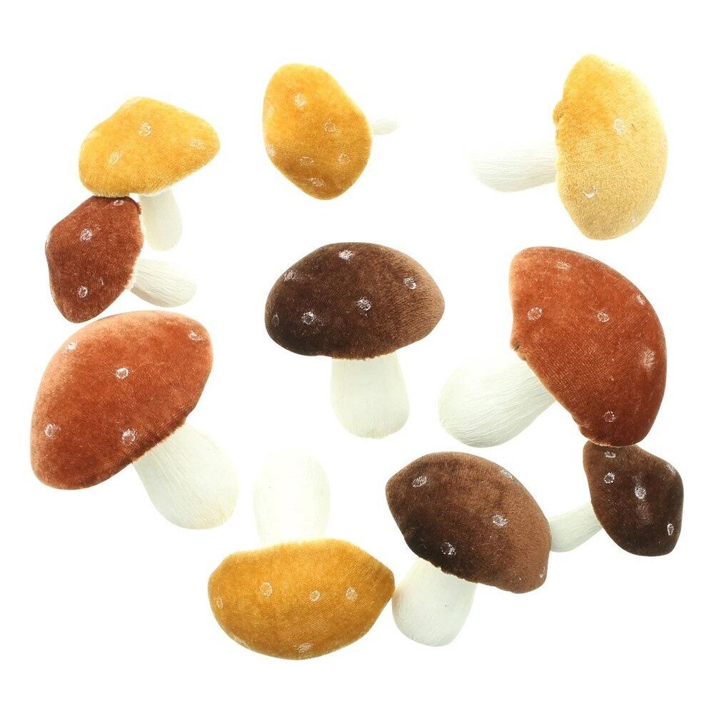 Home-trends24.de Dekofigur Pilz Herbst Figur Deko Pilze Samt Kunststoff 10er Set (10 St)
