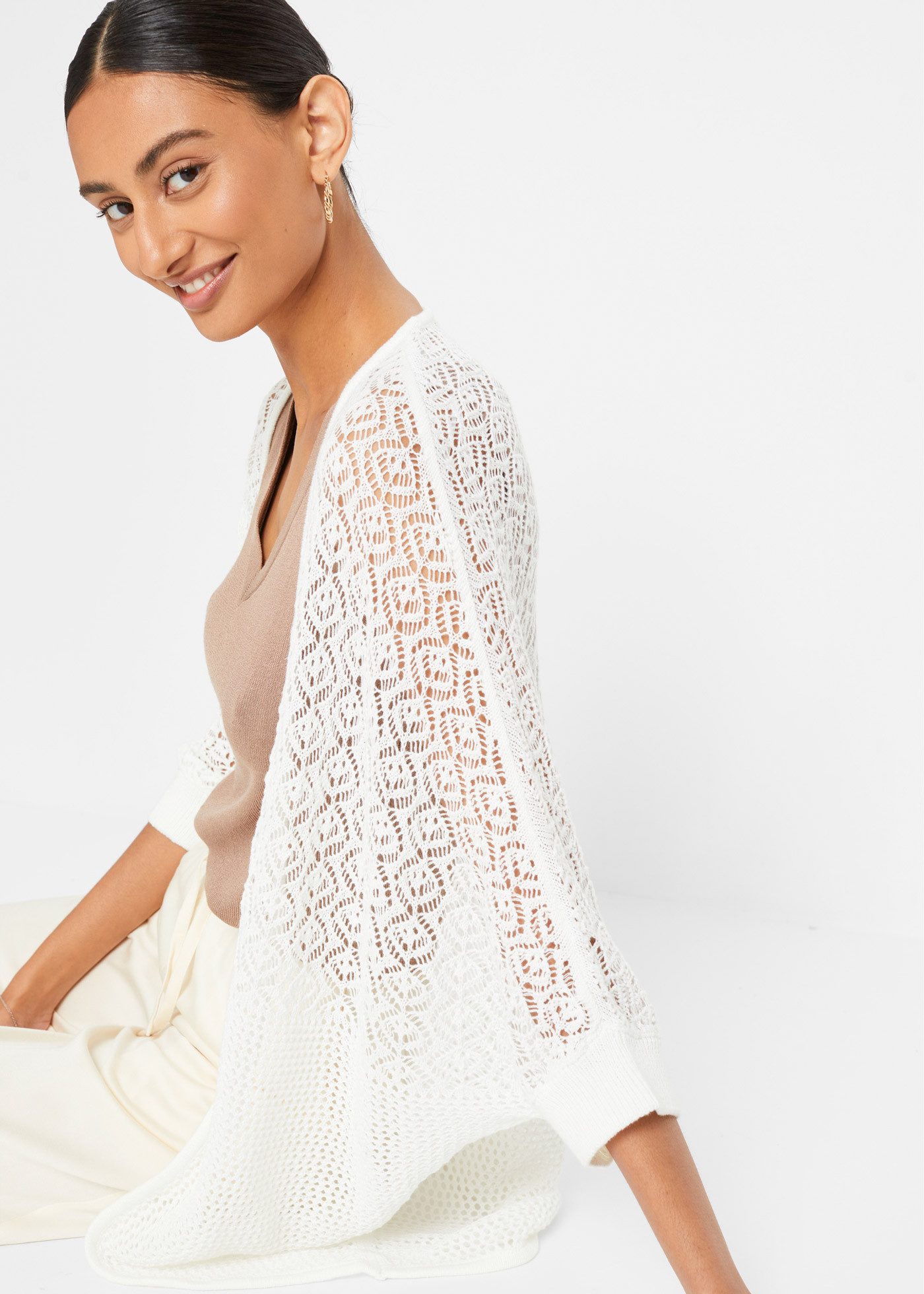 bonprix Longstrickjacke Longstrickjacke mit Lochmuster günstig online kaufen