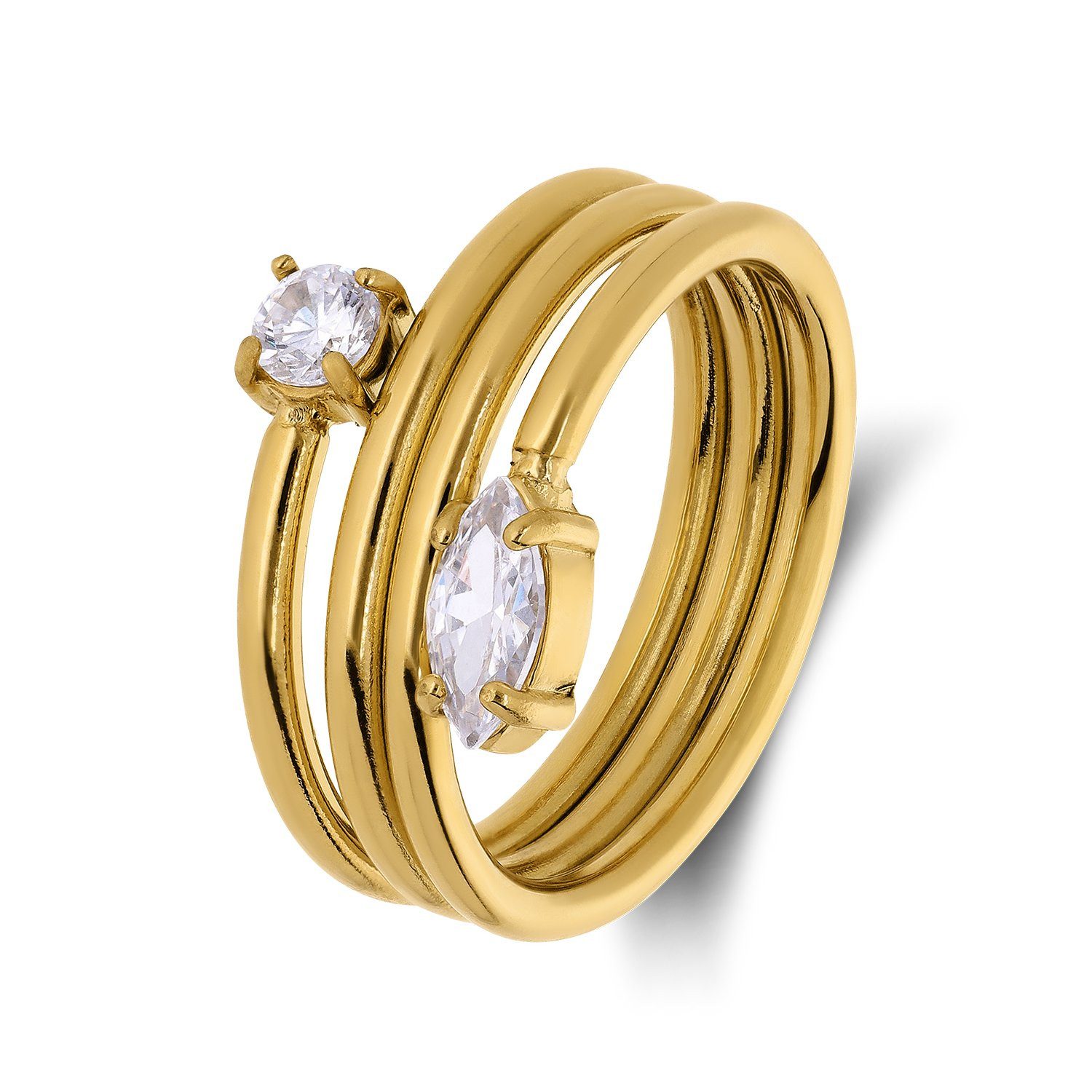 LUCARDI Fingerring Ring - Stahl - Gold - Zirkonia - Damen