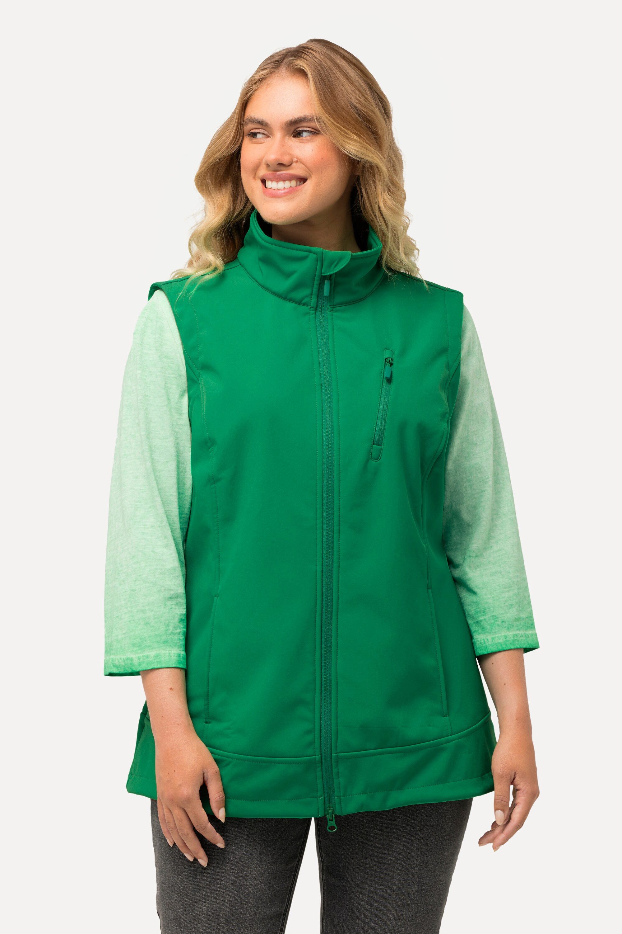 Ulla Popken Steppweste Softshellweste Fleecefutter 2-Wege-Zipper