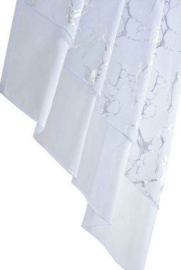 Scheibengardine, Gardinenbox, Stangendurchzug (2 St), transparent, Voile, 2er-Set HxB 80x80 cm Weiß Kurzgardine Bistro