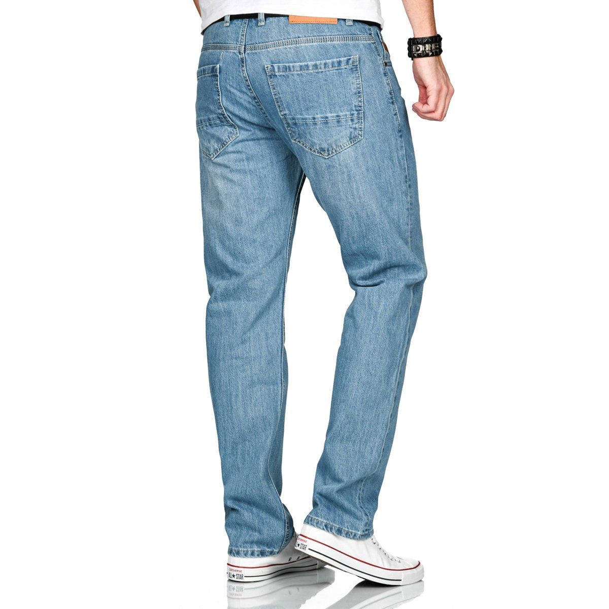 Bein mit Comfort-fit-Jeans Alessandro ASMarco - Salvarini Hellblau geradem AS200