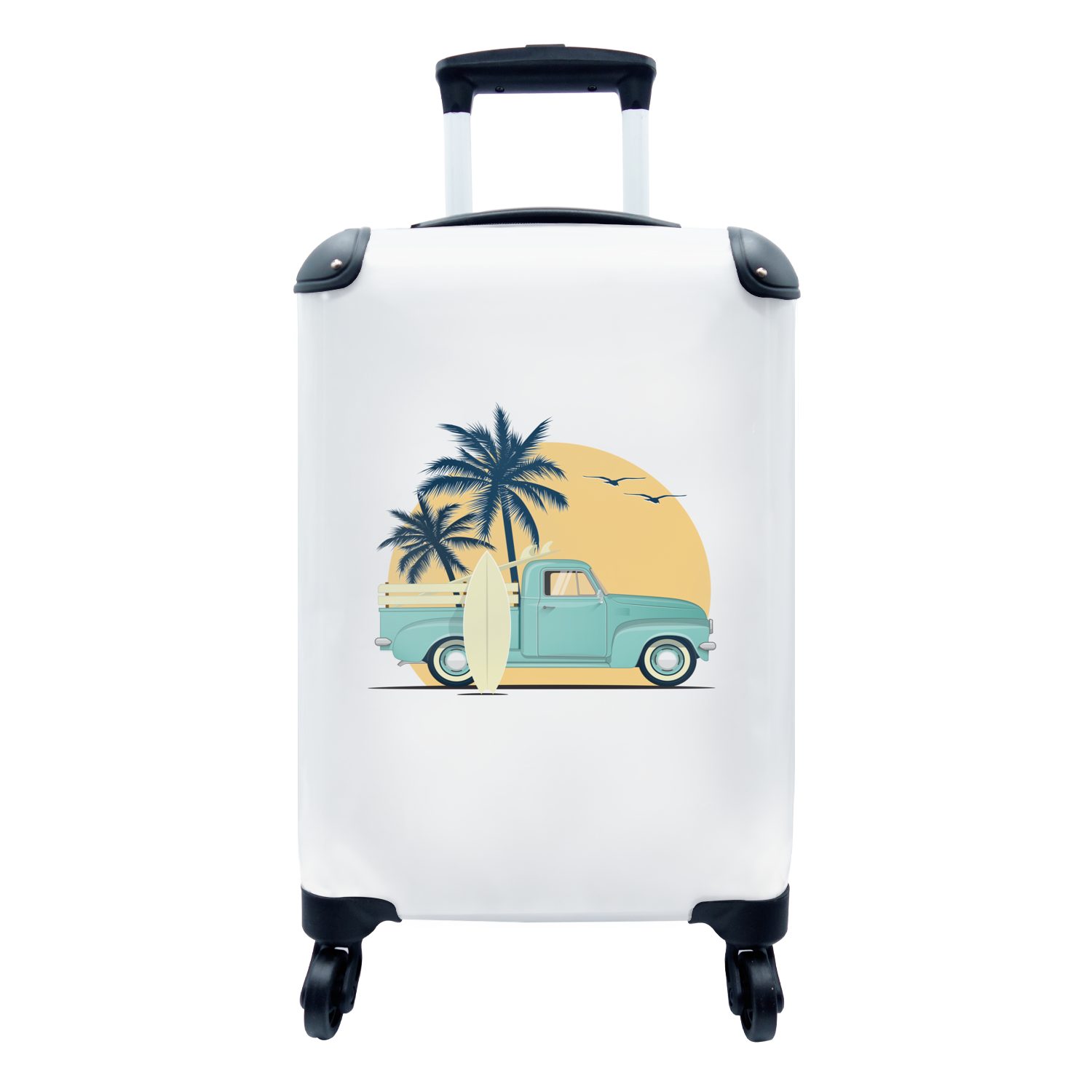 Trolley, - Surfbrett - Handgepäckkoffer Strand Reisekoffer Ferien, Rollen, 4 Auto Reisetasche Handgepäck Zeichnung, rollen, MuchoWow für - mit