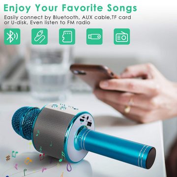 Cbei Mikrofon Kabelloses Karaoke-Mikrofon mit Bluetooth, Blau