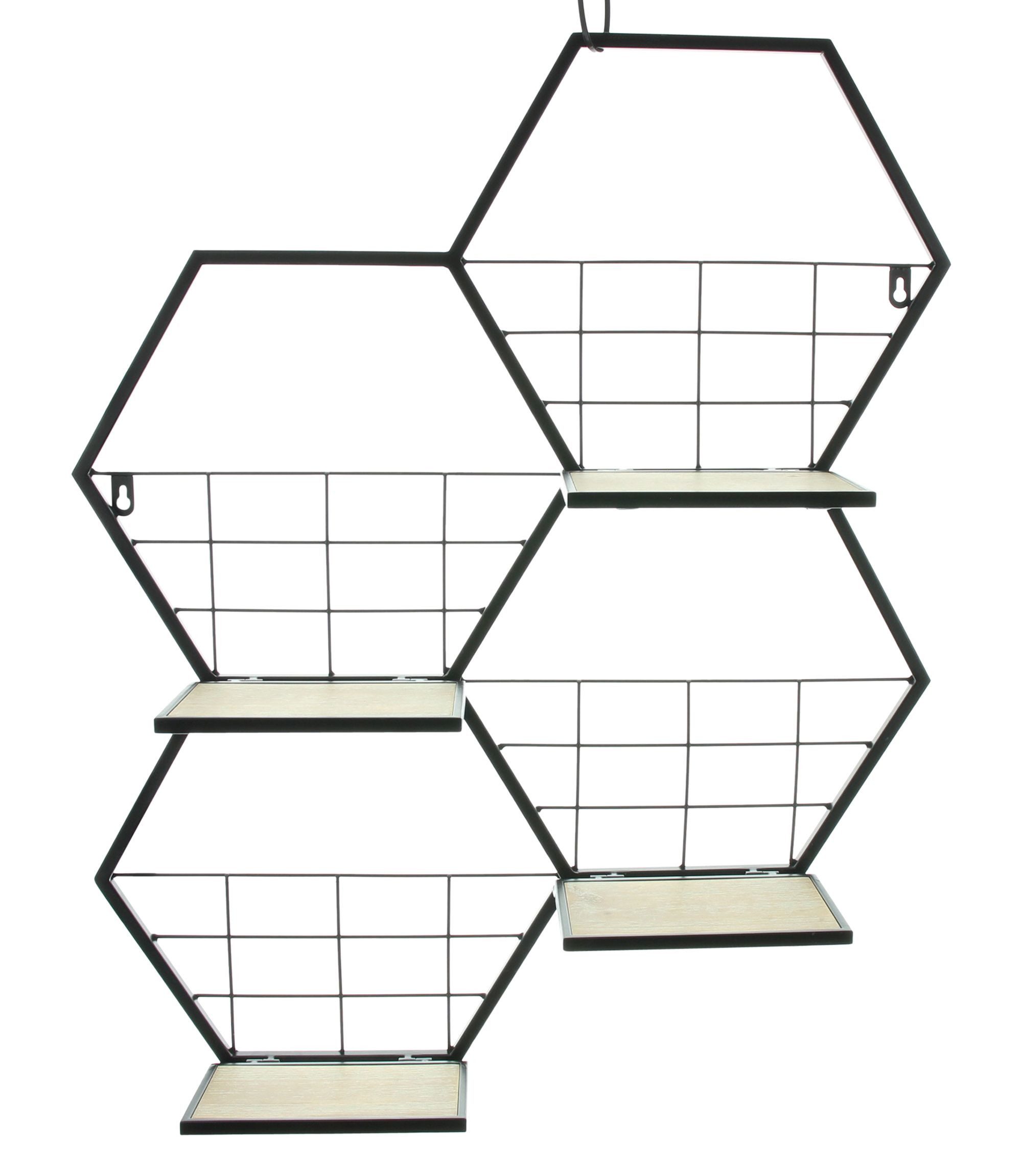 Dekoleidenschaft Deko-Wandregal "Hexagon" aus Metall, schwarz, günstig online kaufen