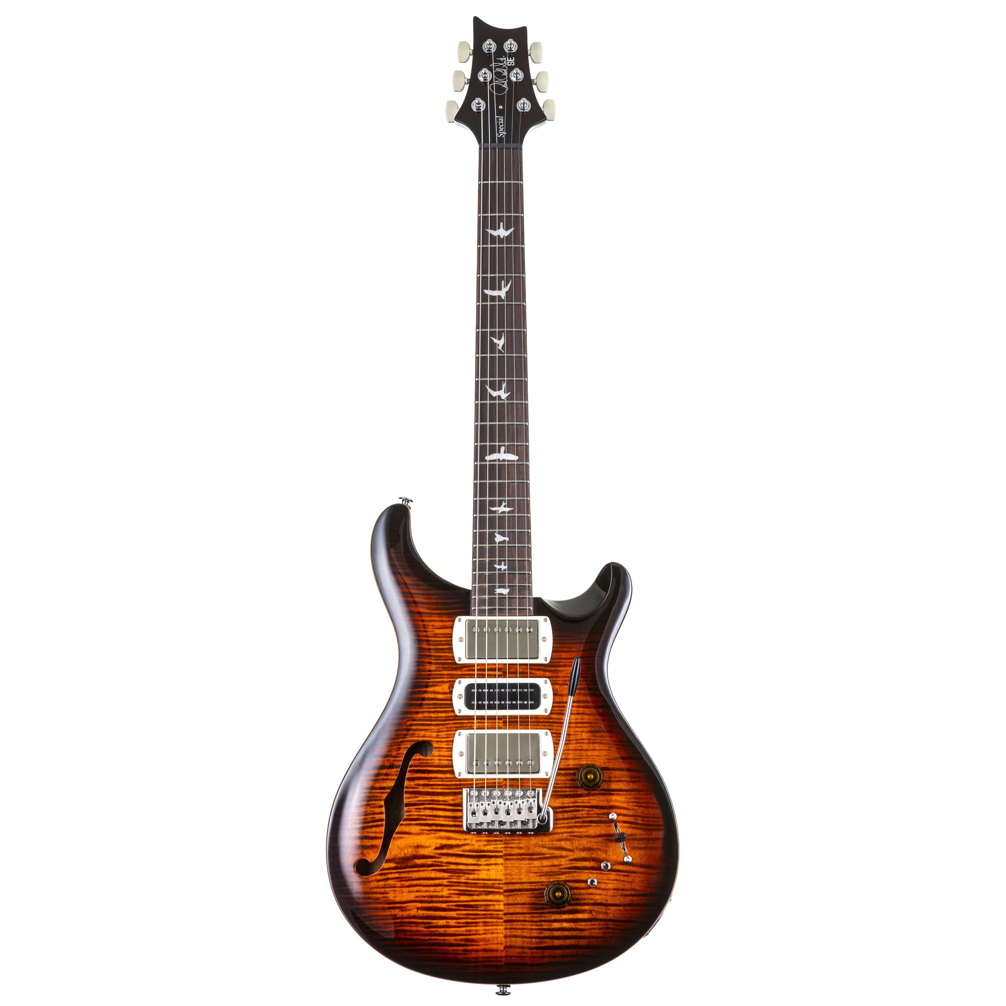 PRS E-Gitarre, SE Special Semi-Hollow OB Orange Tiger Smokeburst - E-Gitarre