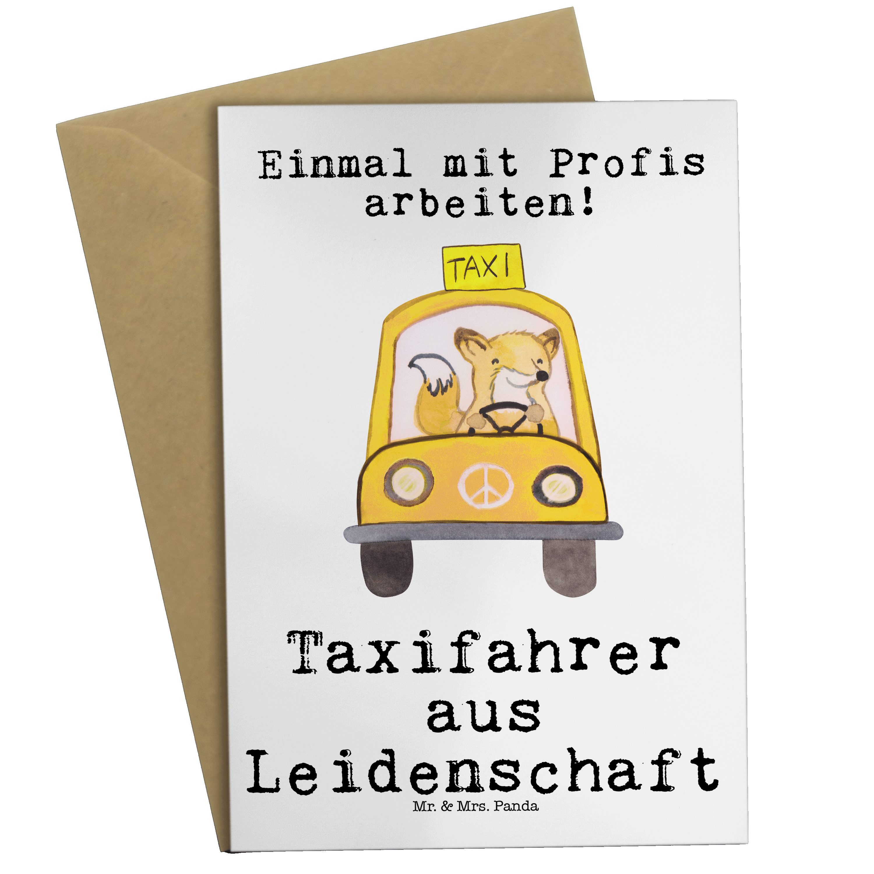 Mr. & Mrs. Panda Grußkarte »Taxifahrer aus Leidenschaft Weiß
