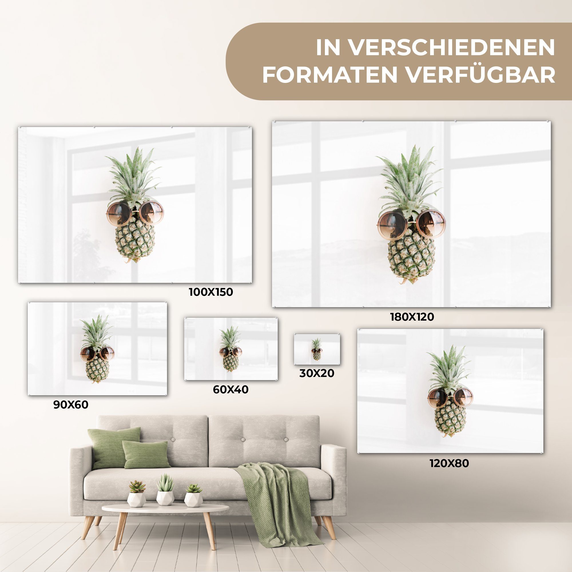 - Ananas Tropisch, Acrylglasbild Sonnenbrille St), Schlafzimmer (1 Acrylglasbilder & MuchoWow Wohnzimmer -