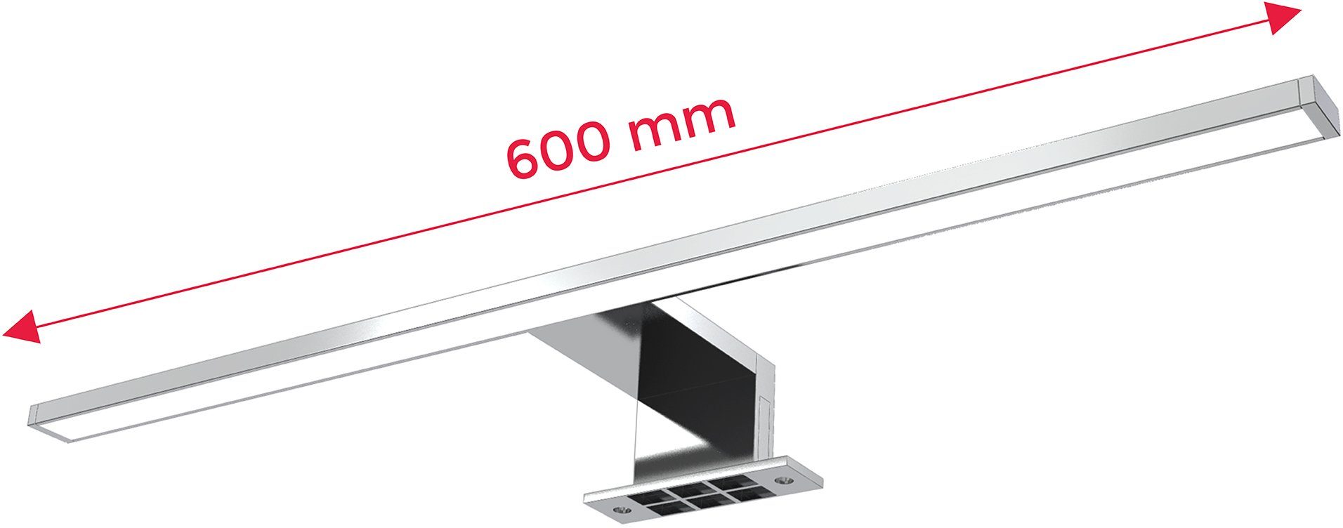 BK_SP1113 4.000 Licht, 60cm, Spiegellampe, Spritzwasserschutz IP44, Spiegelleuchte integriert, LED 8W, Kelvin, Neutralweiß, Lumen, LED B.K.Licht Badleuchte, 780 Chrom, Neutralweißes fest