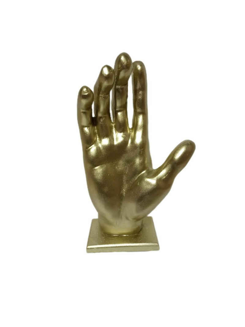moebel17 Dekofigur Skulptur Hand Gold, Dekofigur aus Polyresin