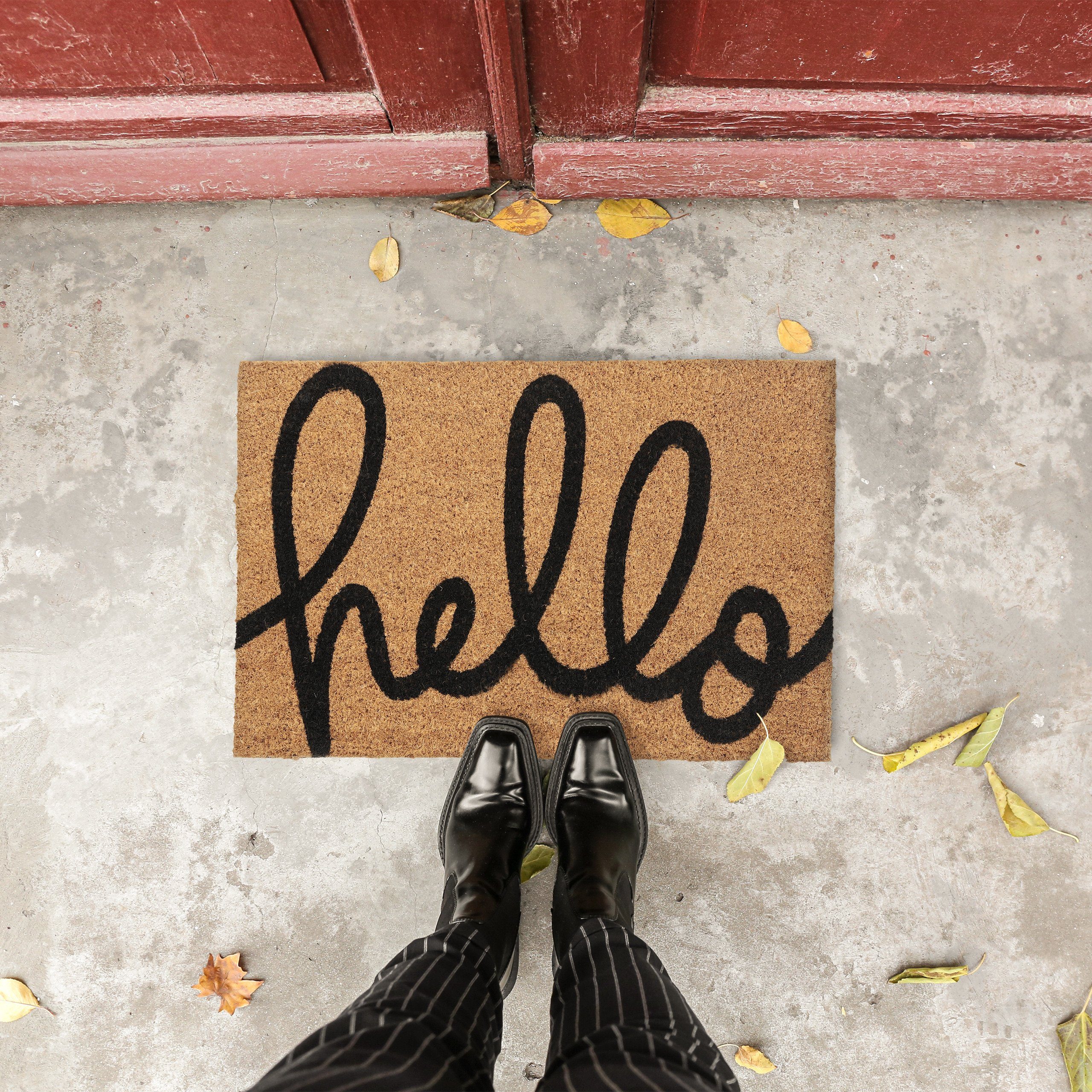 relaxdays Fußmatte Kokos Fußmatte "Hello", Höhe: 15 mm