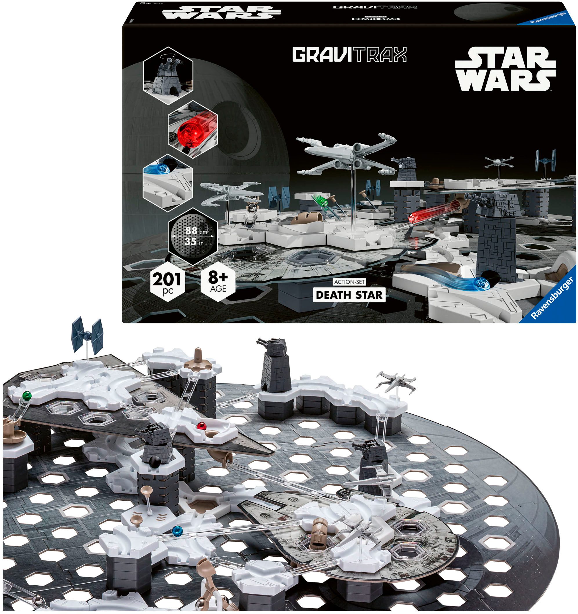 Ravensburger Kugelbahn-Bausatz GraviTrax Star Wars Action-Set Deathstar, Made in Europe
