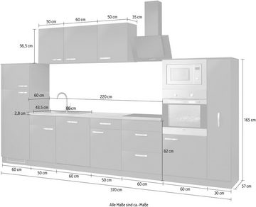 wiho Küchen Küchenzeile Kansas, mit E-Geräten, Breite 370 cm
