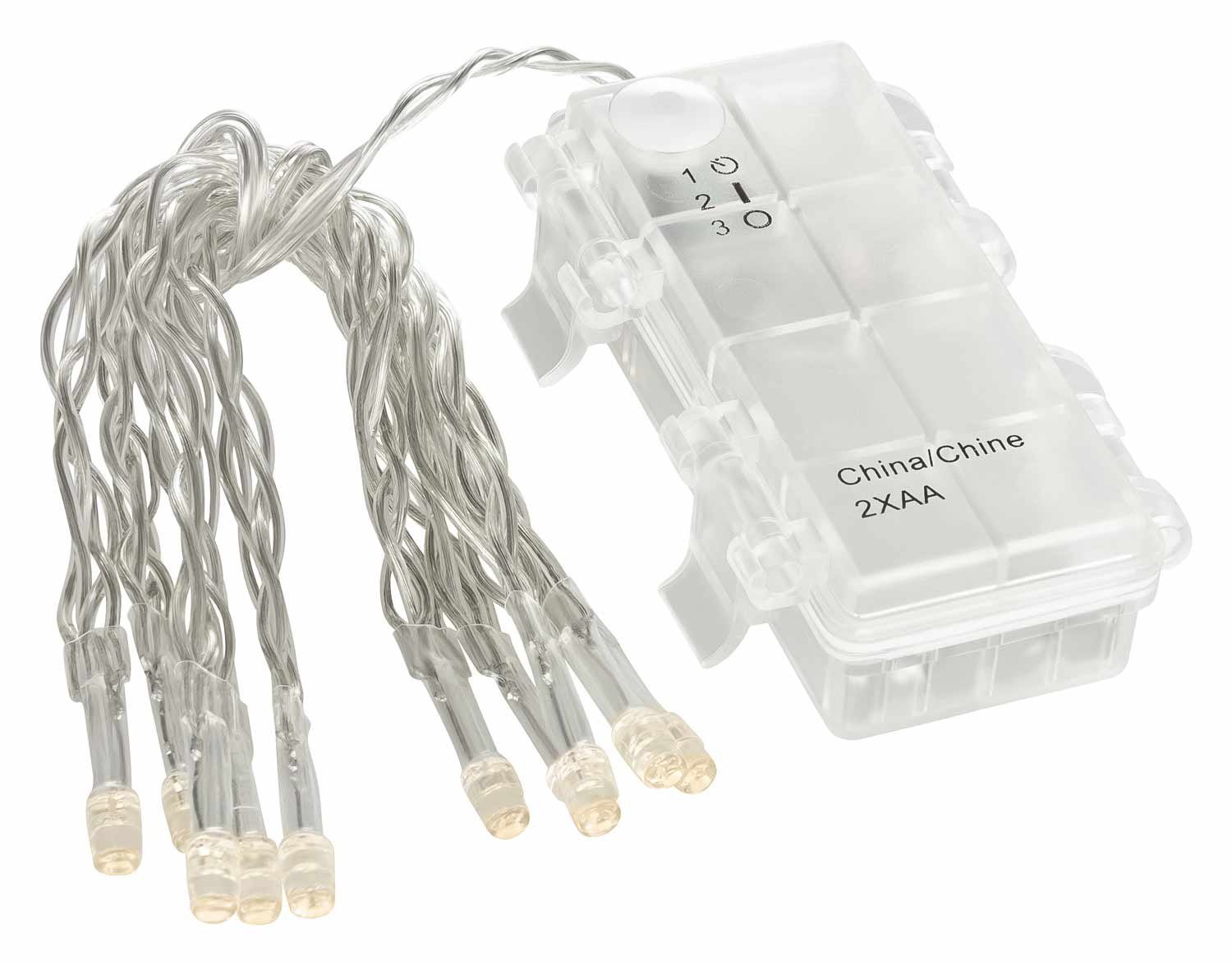Linder Exclusiv GmbH LED-Lichterkette, 10-flammig, Lichterkette 1,35m 10 LED Kabel transparent Timer Außen