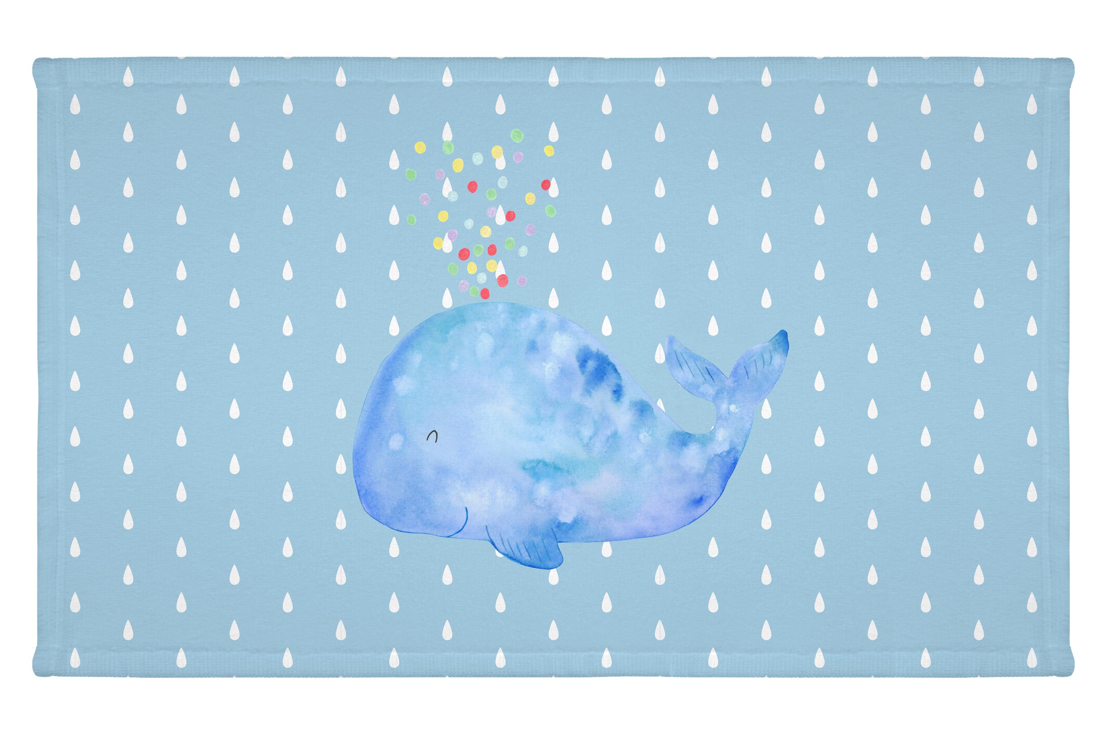 Mr. & Mrs. Panda Handtuch Wal Konfetti - Blau Pastell - Geschenk, Wale, Meerestiere, Reisehandt, (1-St)
