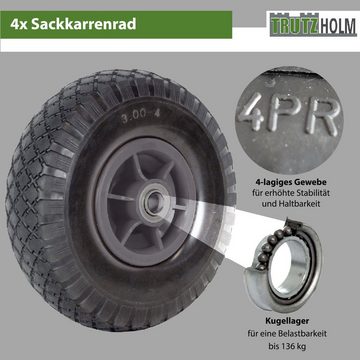 TRUTZHOLM Sackkarren-Rad 4x Sackkarrenrad 260x85 mm 3.00-4 Bollerwagenrad, Luftrad, Ersatzrad