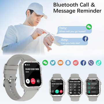 Tipmant Fur Damen Herren mit Telefonfunktion, Gesundheitsuhr Schrittzähler Smartwatch (Android / iOS), mit Pulsuhr SpO2 Schlafmonitor 123 Sportmodi, Sport Fitness Tracker
