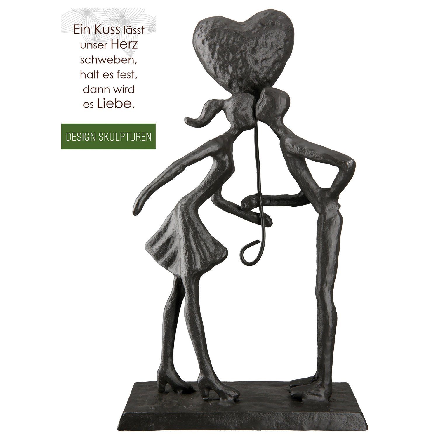 GILDE Skulptur LIEBESPAAR Skulptur - braun - Eisen - H. 22,5cm x B. 12,5cm - Figur (1 Stück), Metallfigur Dekoskulptur - Herzmotiv Paarmotiv Luftballonmotiv Figur