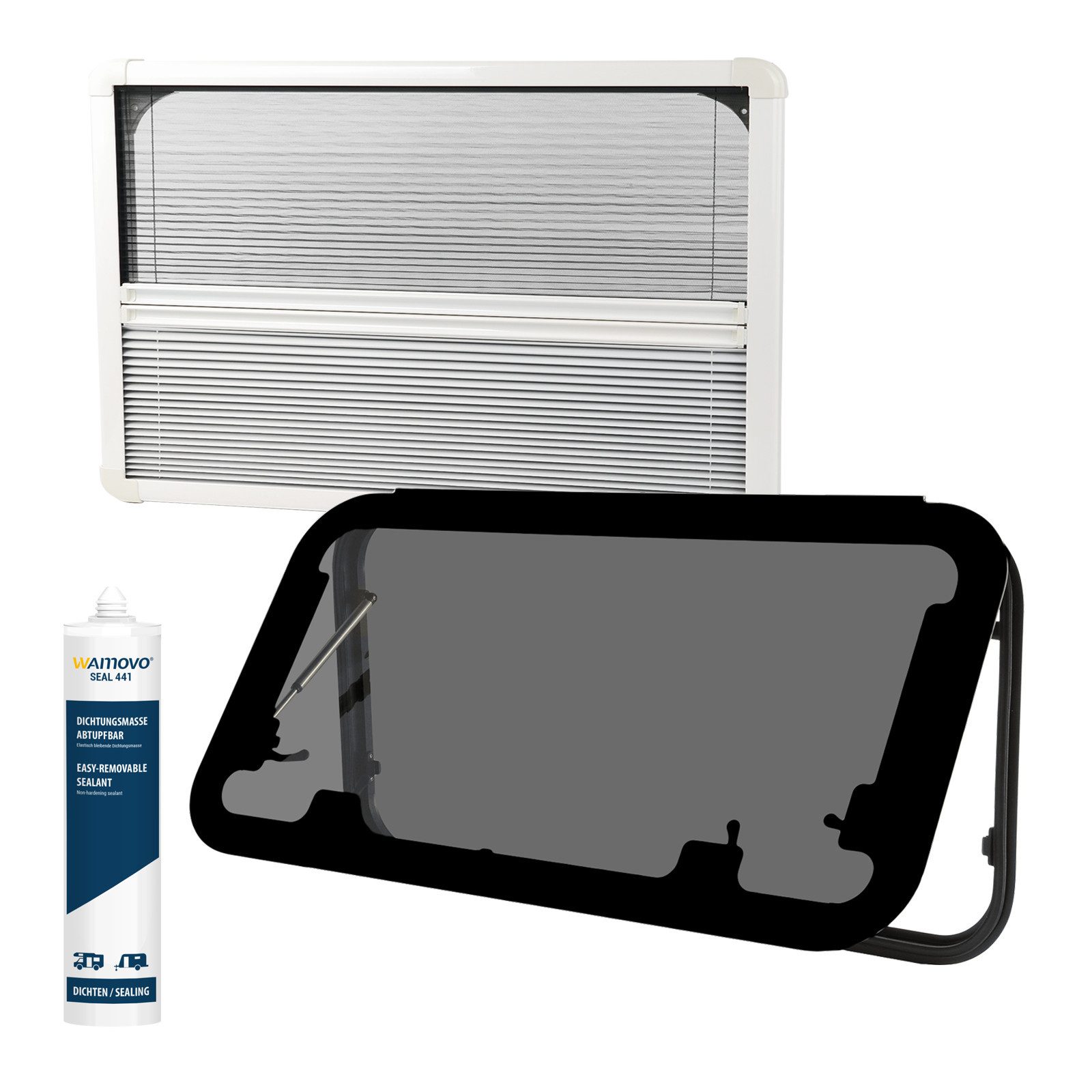 Wamovo Fenster Ausstellfenster Echtglas 90x45 Camper Wohnwagen Fenster Seitenfenster