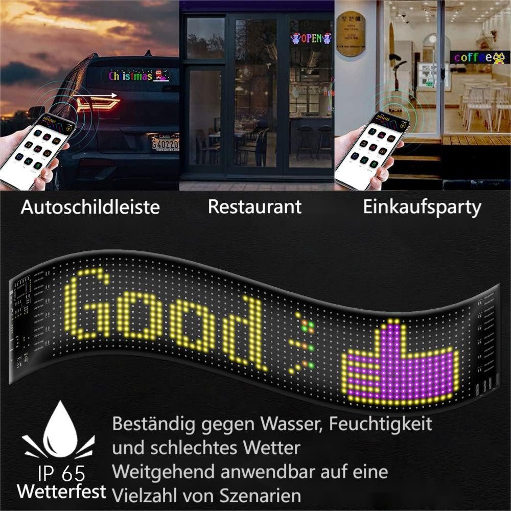 PRIISF Frontscheibenabdeckung Devil's Eye LED-Bildschirm Auto Teufel Auge Licht Dynamische Display, (Led Anzeige Programmierbar Led Laufschrift, Leuchtreklame Personalisiert Leuchtschild), DIY LKW Programmierbarer LED Smart Bunte Augenlampe Soft Screen