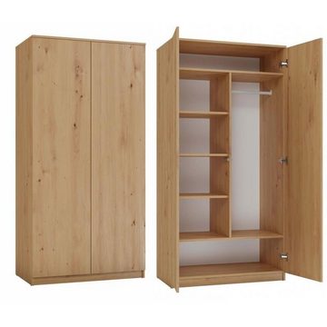 Beautysofa Drehtürenschrank Jan (leichte einfache Form, modernes Kleiderschrank) 2-türig Schrank, 90 cm breite