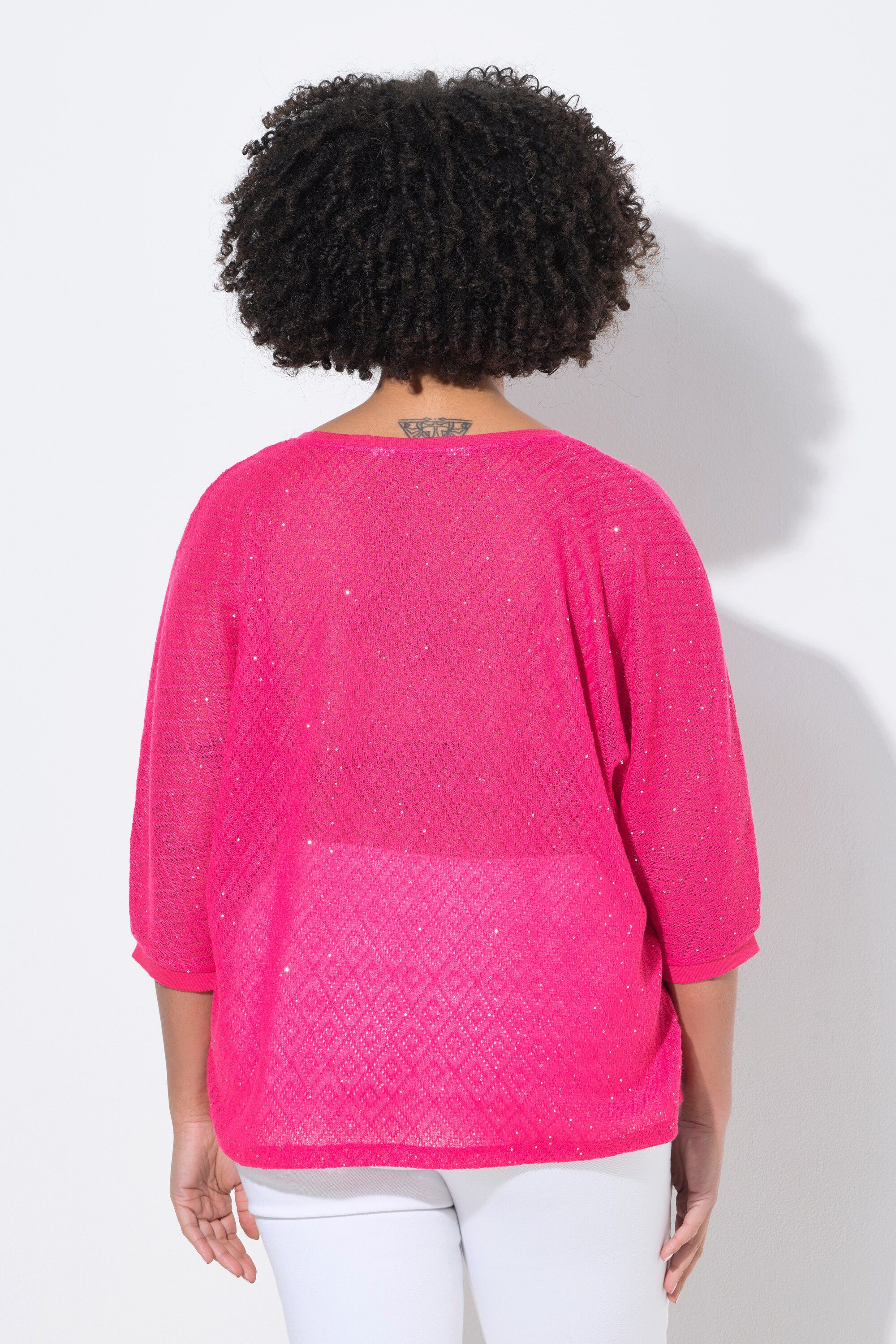 Angel of Style Strickpullover Pullover Loose Fit Lochstrick Fledermaus-halbarm