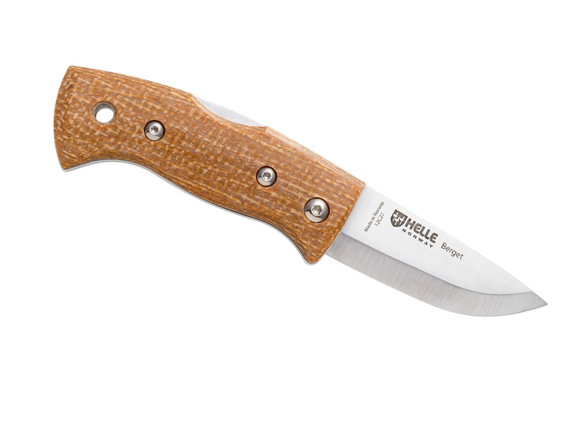 Helle Taschenmesser Helle Berget 12C27 Mustard Jute Micarta