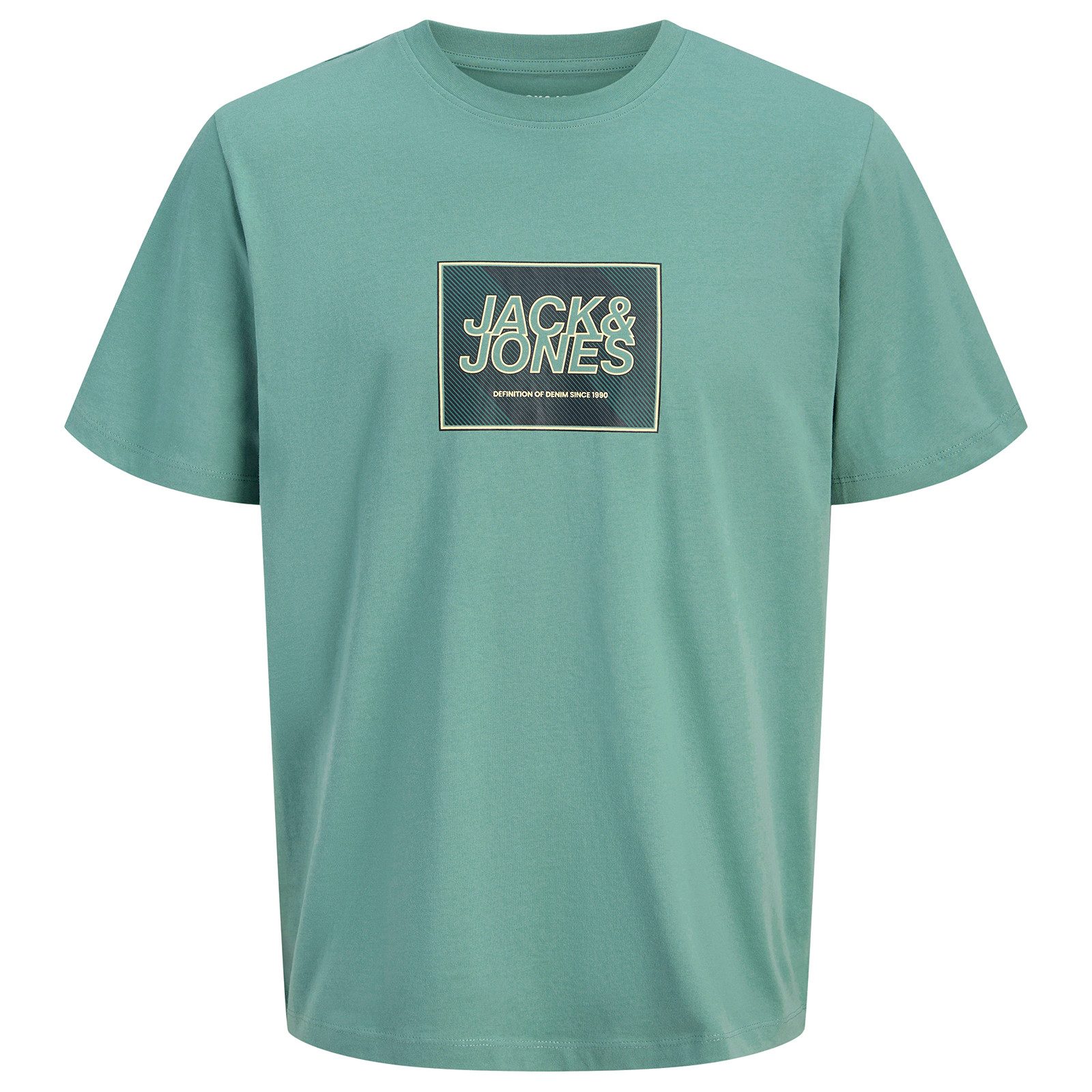 Jack & Jones Rundhalsshirt Jack&Jones Übergrößen T-Shirt blaugrün JJRAIN Print