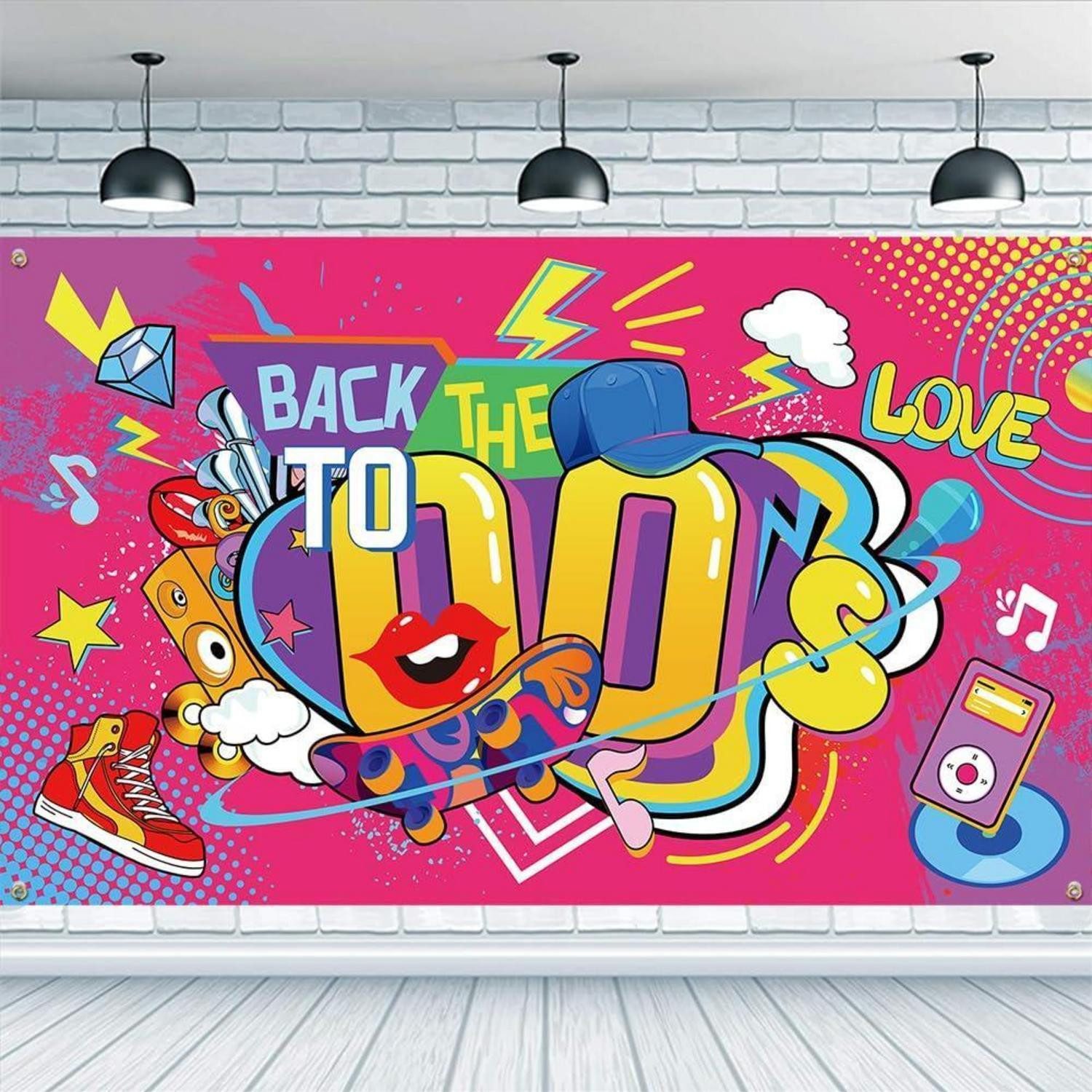 LuxusKollektion Girlande Party Banner 00er Jahre 185x110cm Stoff