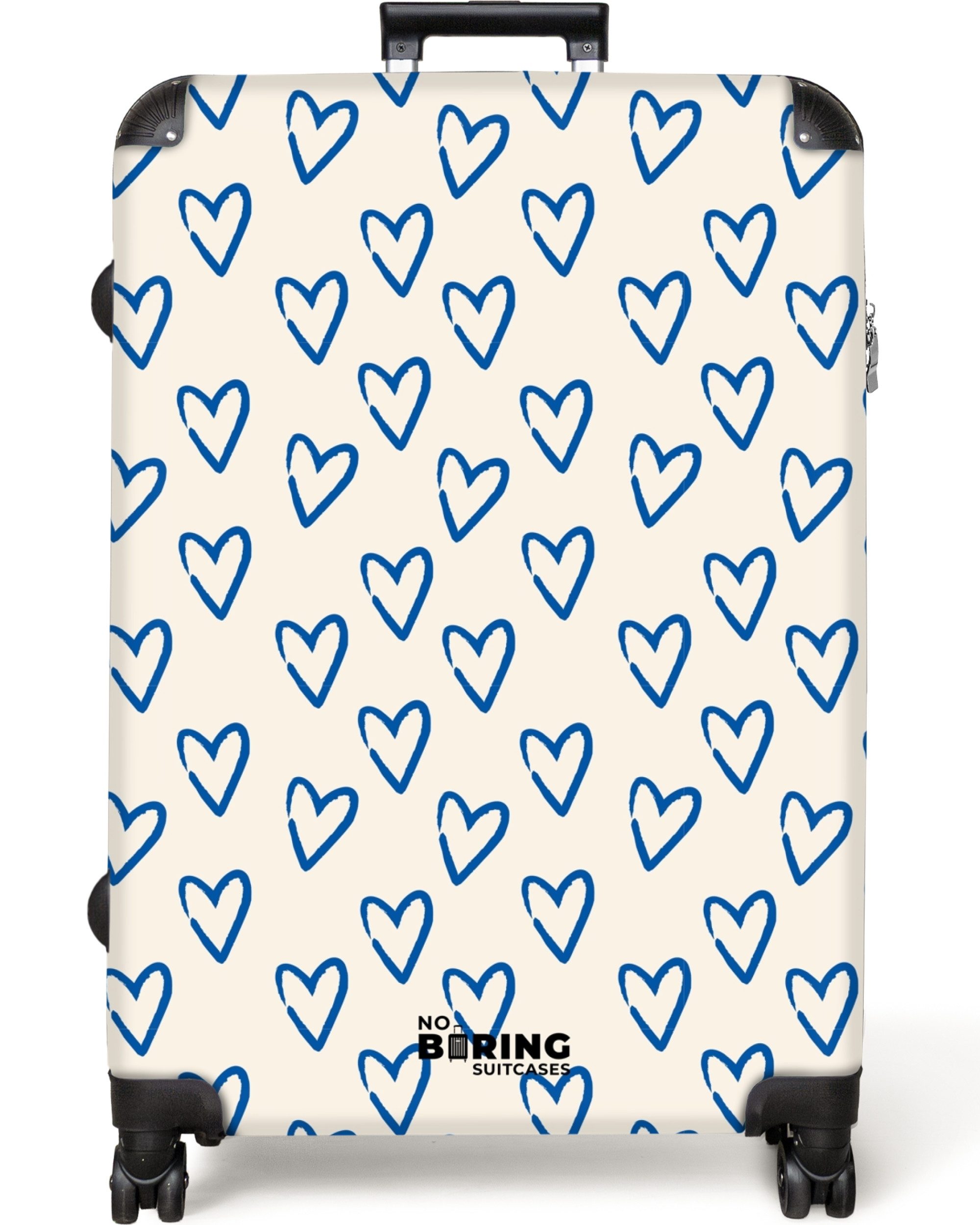 NoBoringSuitcases.com© Hartschalen-Trolley Weiß mit blauem Herzmuster günstig online kaufen